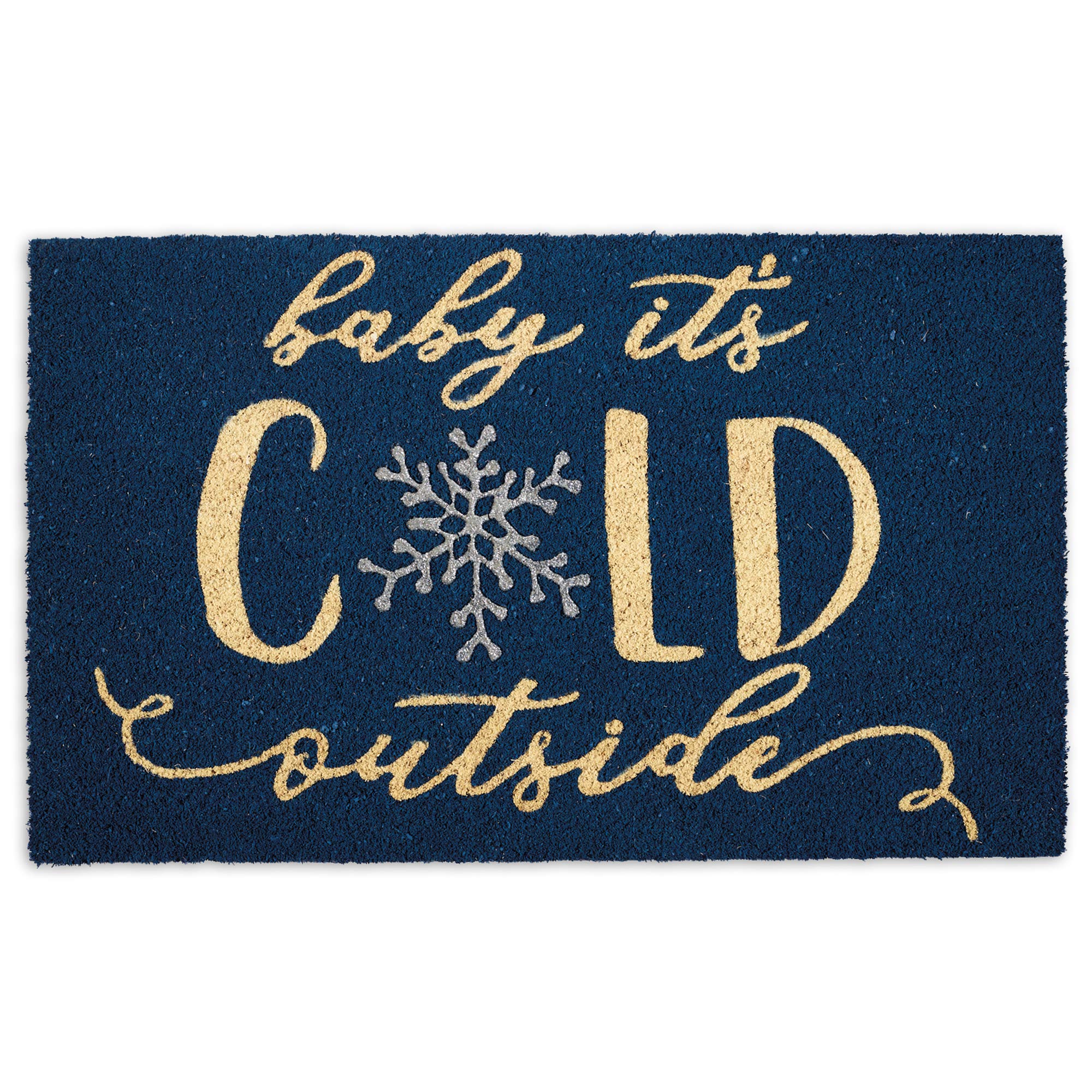 DII Christmas Welcome Mat Outdoor Natural Coir Doormat & Porch Décor, 17x29, Baby It's Cold
