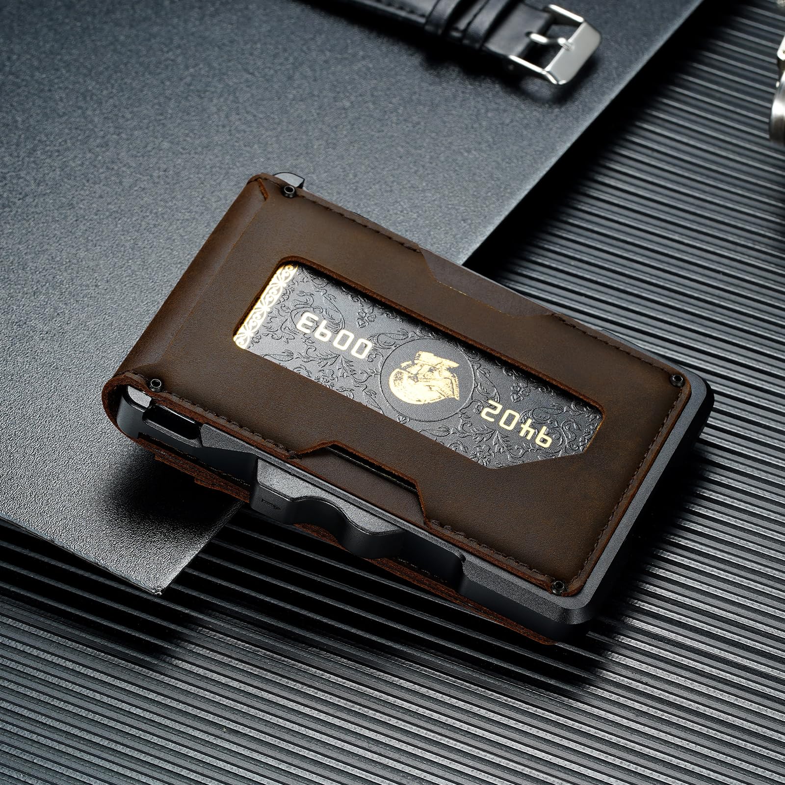 furid Genuine Leather Wallet for Men: Slim RFID Minimalist Wallets with Money Clip - Smart Pop Up Credit Card Holder for Front Pocket - Gifts for Husband Father on Birthday Anniversary