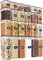 PRAKI 24-Pack Airtight Food Storage Containers with Lids - BPA-Free Leakproof Pantry Organizers for Cereal, Flour, Sugar - Labels & Marker Included