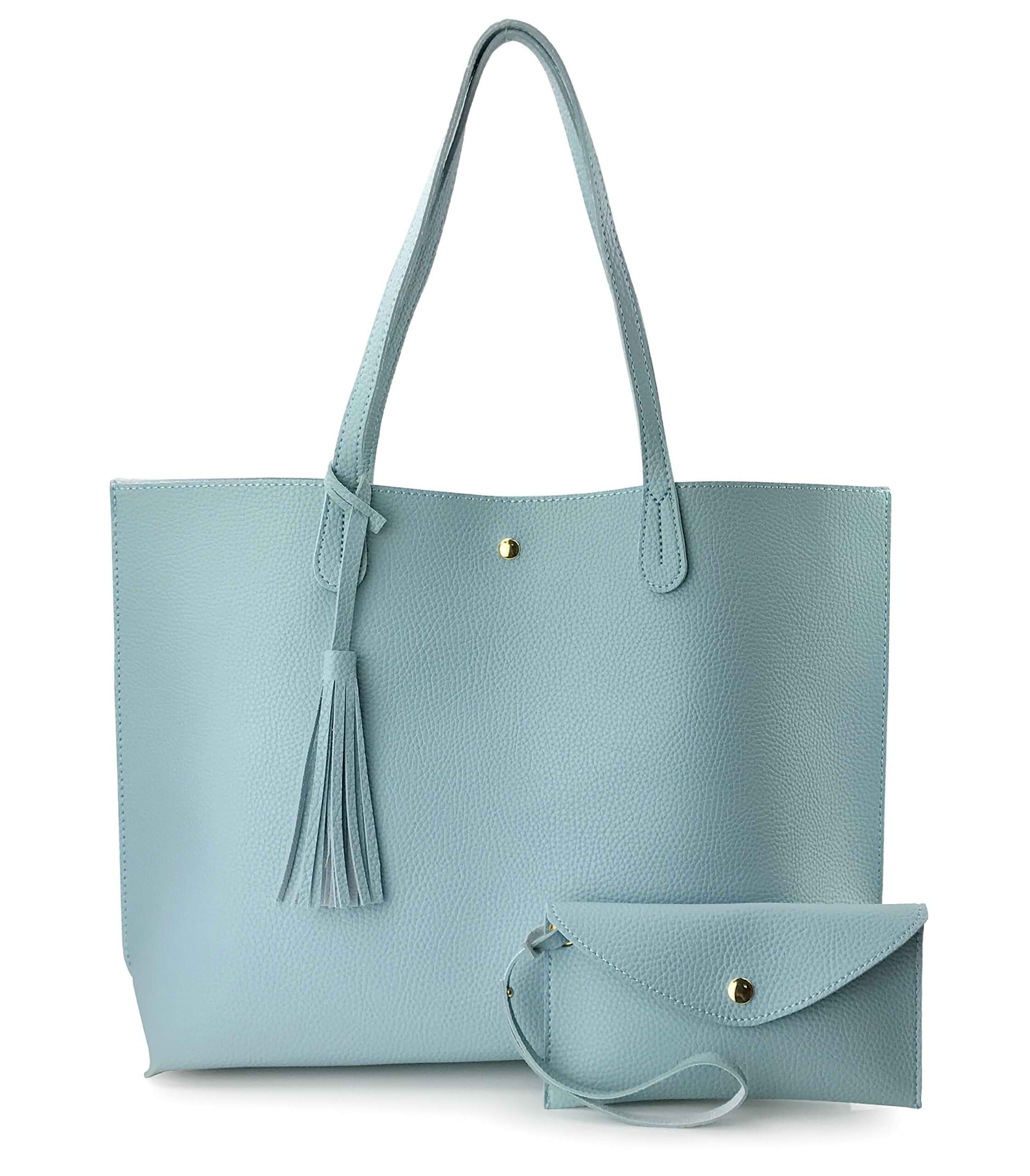 Minimalist Clean Cut Pebbled Faux Leather Tote Womens Shoulder Handbag