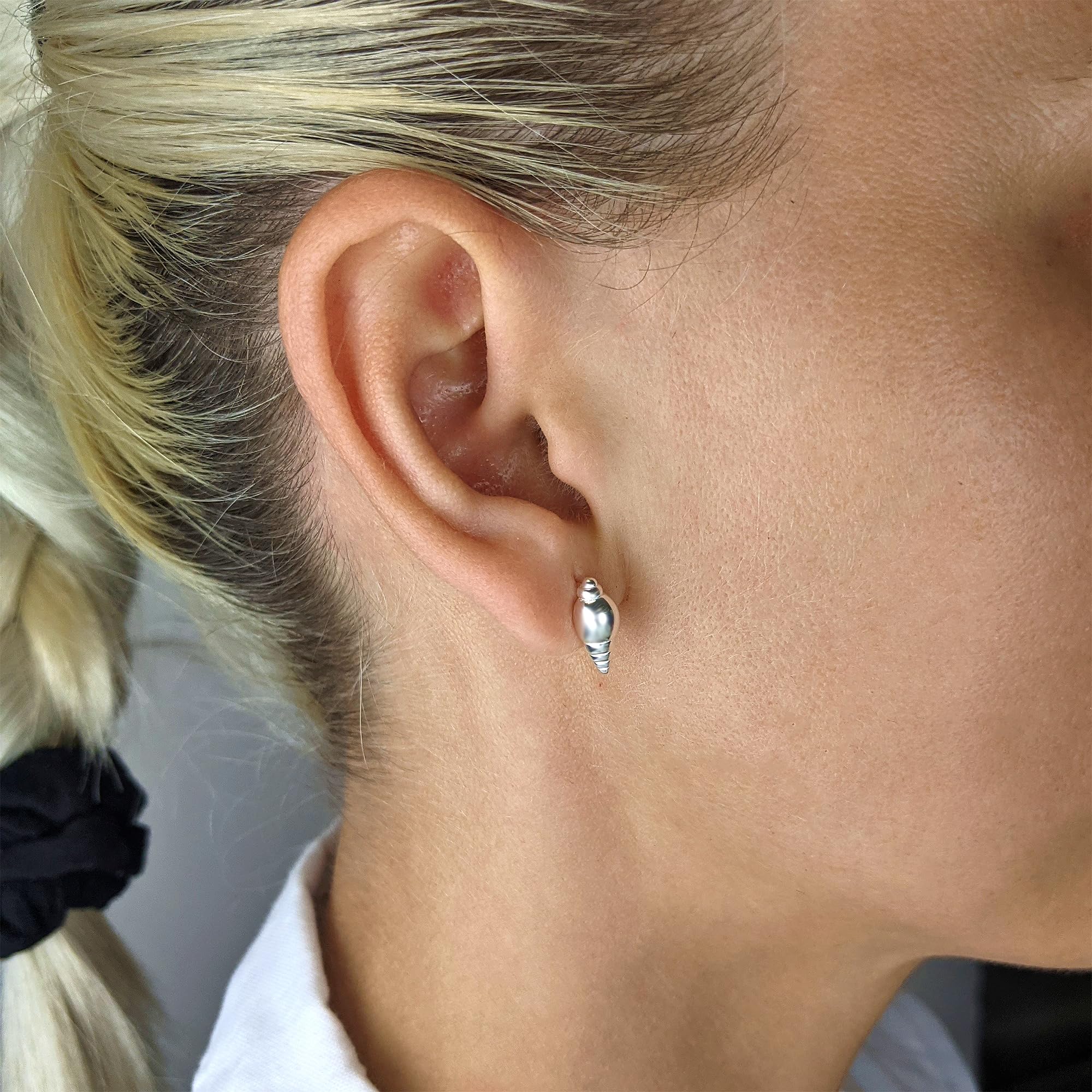 81stgeneration Pendientes Concha Plata de Ley | Pendientes Concha Caracol Estilo Sirena Plata 925 | Joyería Marina Mujer | Lindos Regalos Cumpleaños Amantes Playa | Diseño Caracol Marino