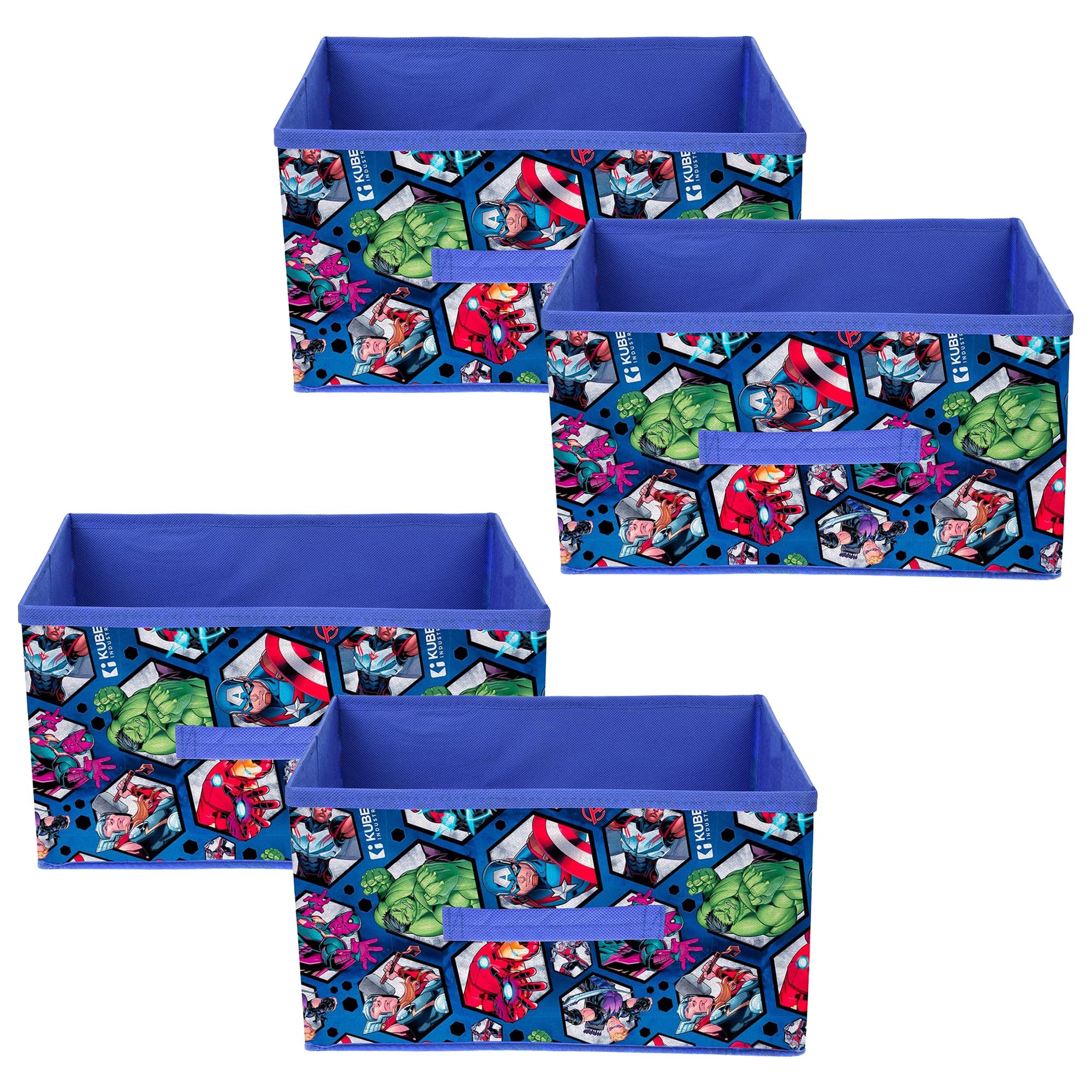Kuber Industries Pack of 4 Foldable Storage Organiser | Marvel Avengers Print Storage Box for Books & Toys | Cloth Organizer for Wardrobe | Cupboard Drawer Organizer | Blue (B0D8SZRMCS) Amazon Price History, Amazon Price Tracker
