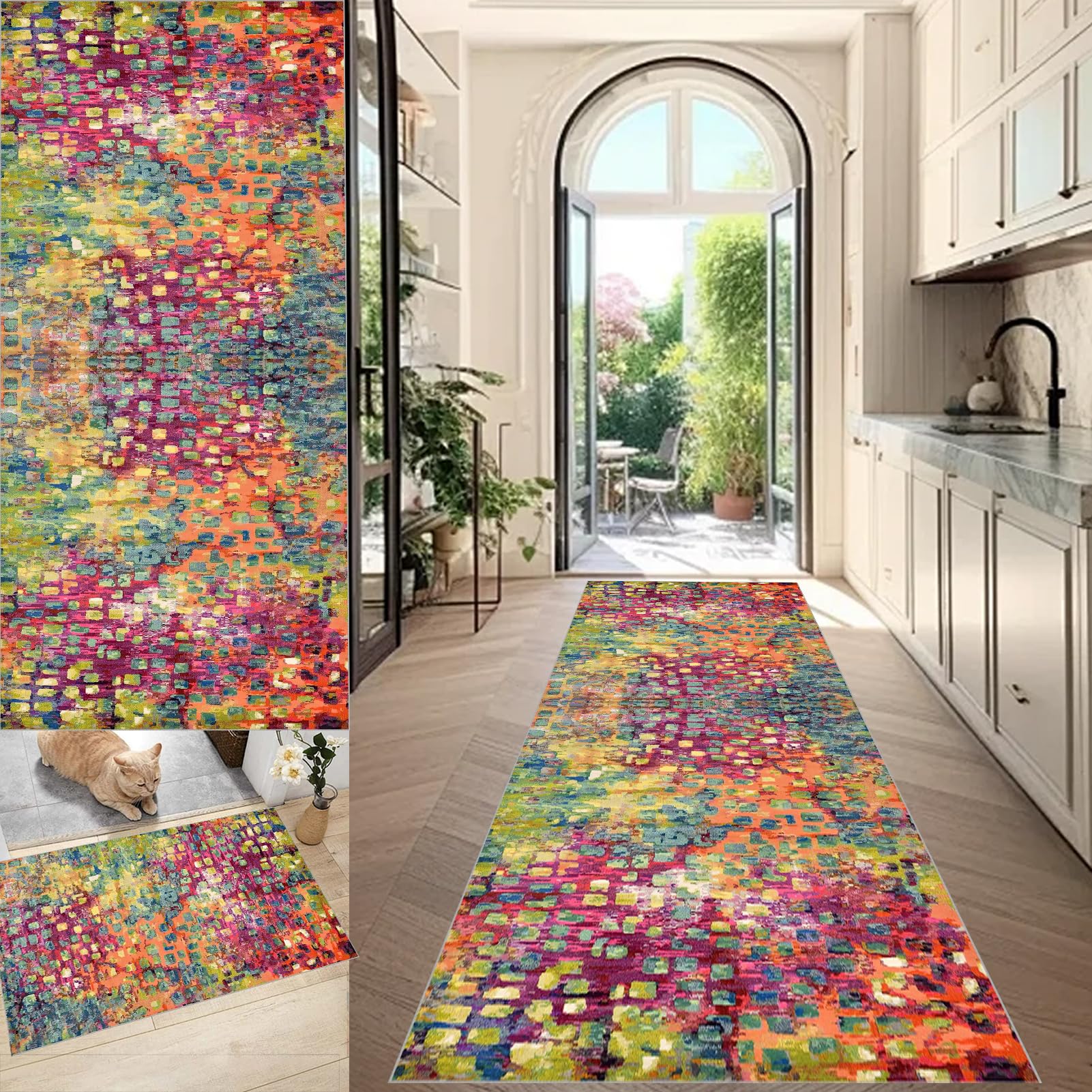 QYJBOUU Runner Rug for Entryway Non Slip Doormat Runner 60 x 180 cm Long Carpet Runner, Non Slip Hallway Hall Runner Narrow Rugs Washable, Absorbent Floor Door Mat for Bedroom Entrance Laundry Room