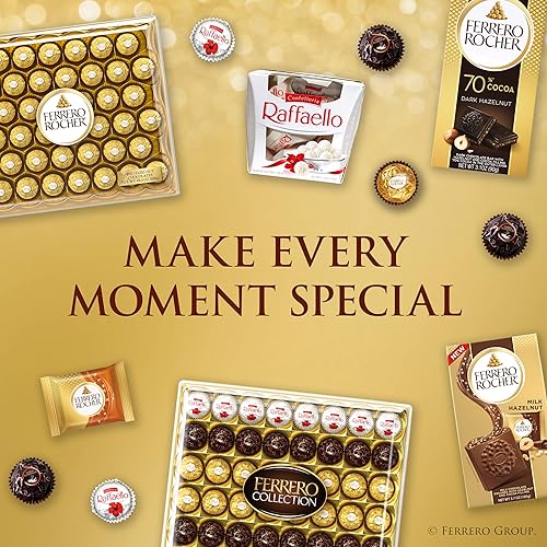 Miniatura 9 de Ferrero Rocher Gourmet Hazelnut Milk Chocolate Valentine's Day Gift Box, 42 Individually Wrapped Chocolates for Gifting, 18.5 oz
