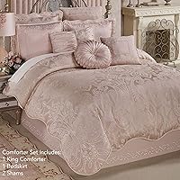 Vista 2 de Touch of Class Romantic Princess Blush Juego de edredón extragrande de jacquard tejido con motivos de scrollwork, tamaño king