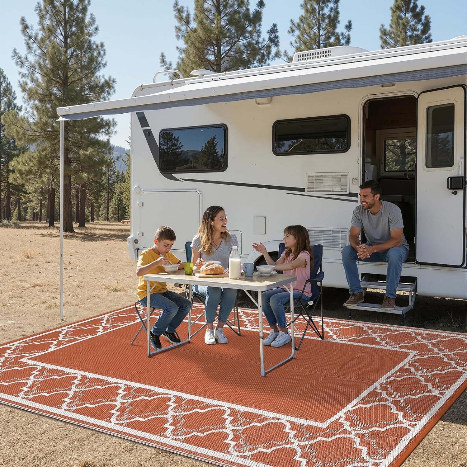 Garvee Reversible Outdoor Rug 6x9, Waterproof Outdoor Plastic Straw Rug with Interlacing Pattern, RV Mat for Picnics, Patio, Camping, Balcony, Deck, Backyard, Porch, Orange