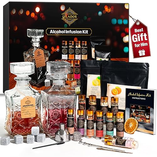 Kit de infusión de alcohol para infusión de whisky, bourbon, ginebra, vodka, tequila, ron  Haz tus propios licores saborizados con 12 ingredientes