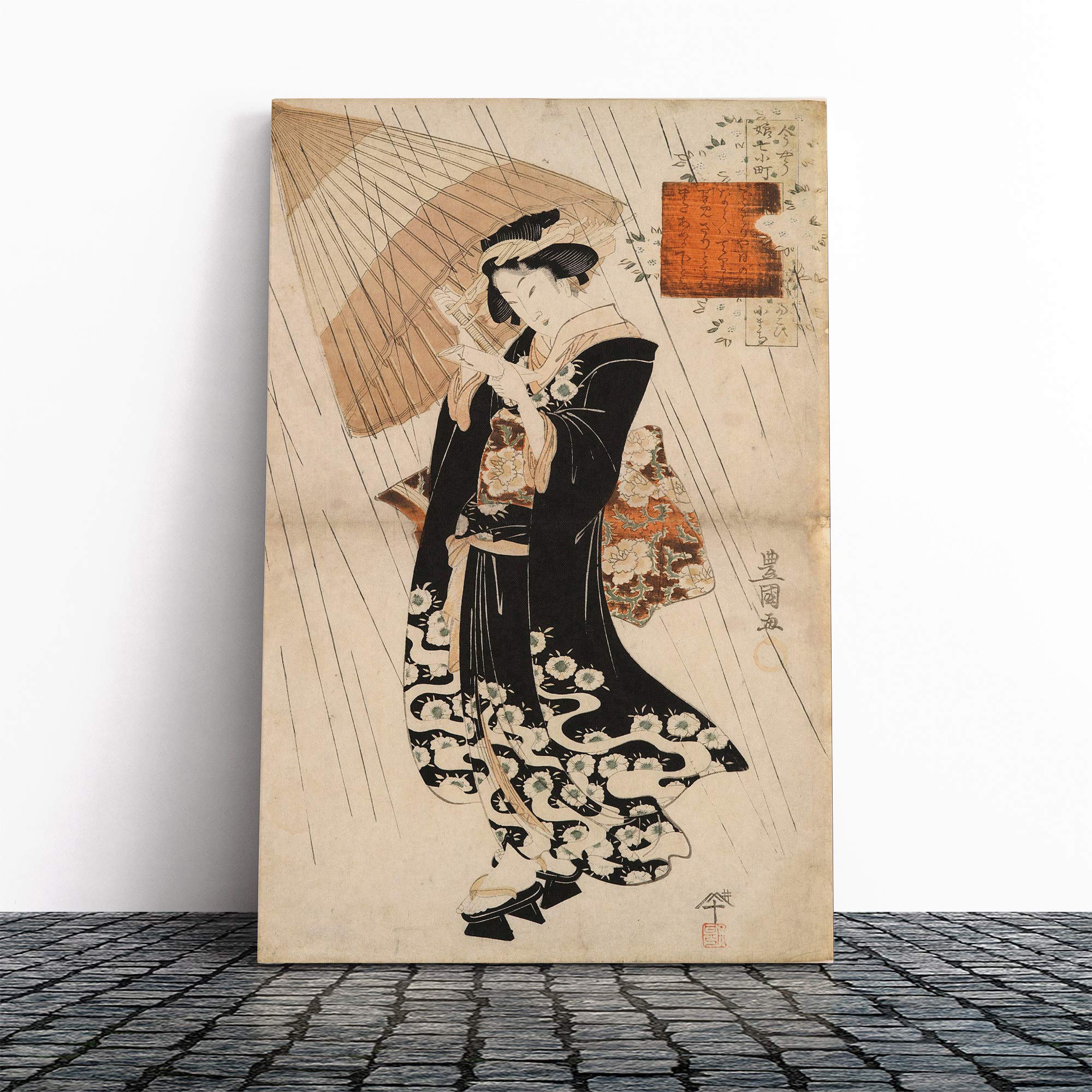 Utagawa Japanese Oriental The Poetess Canvas Print | Gallery Wrapped 30mm Frame Wall Art | 24x16 inches | Ready to Hang | Asian Picture | Living Room Bedroom Lounge Office
