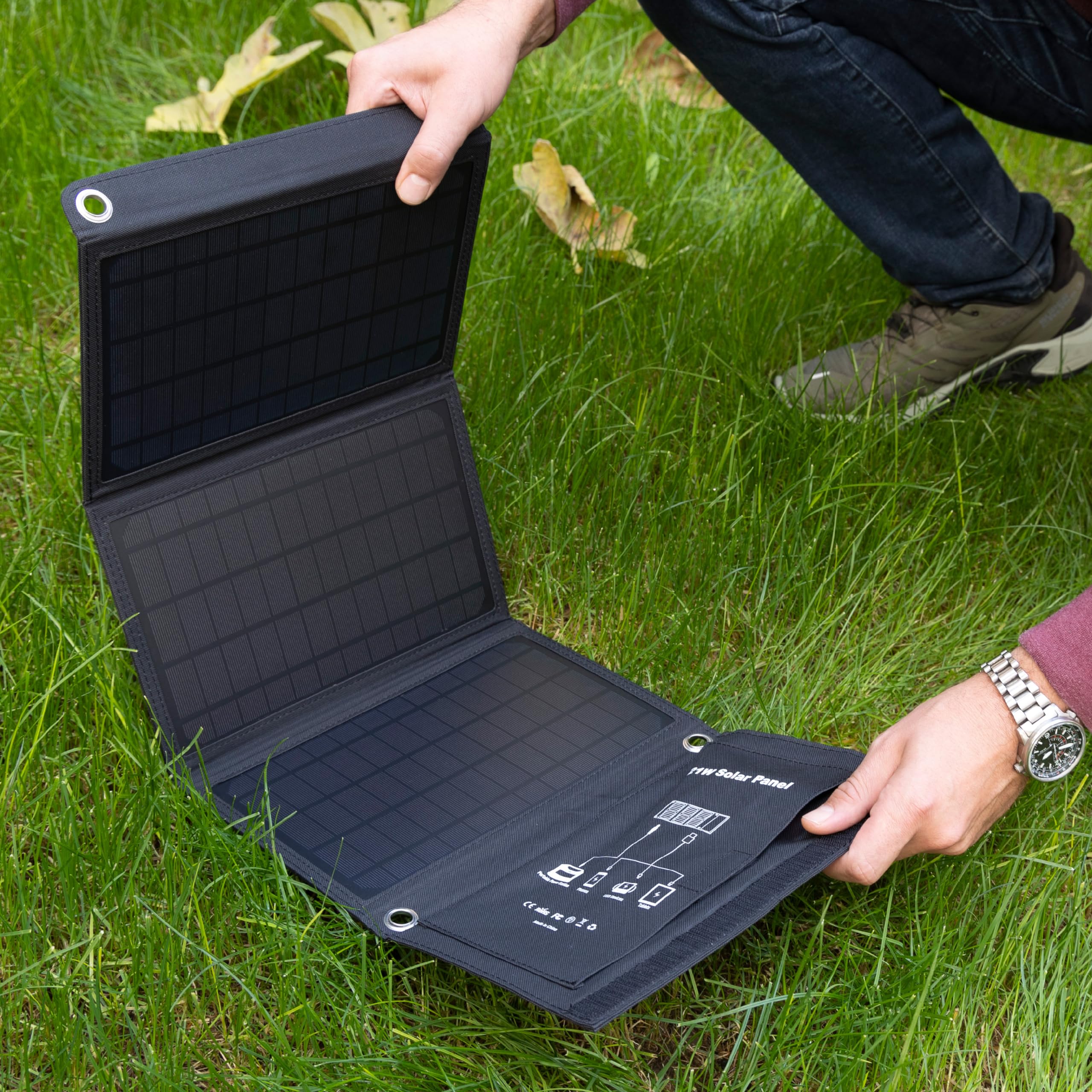 AGFAPHOTO Panel słoneczny SP21 | zewnętrzna ładowarka solarna | składana do aktywności na świeżym powietrzu | zasilanie do różnych urządzeń elektronicznych | ładowarka do urządzeń mobilnych