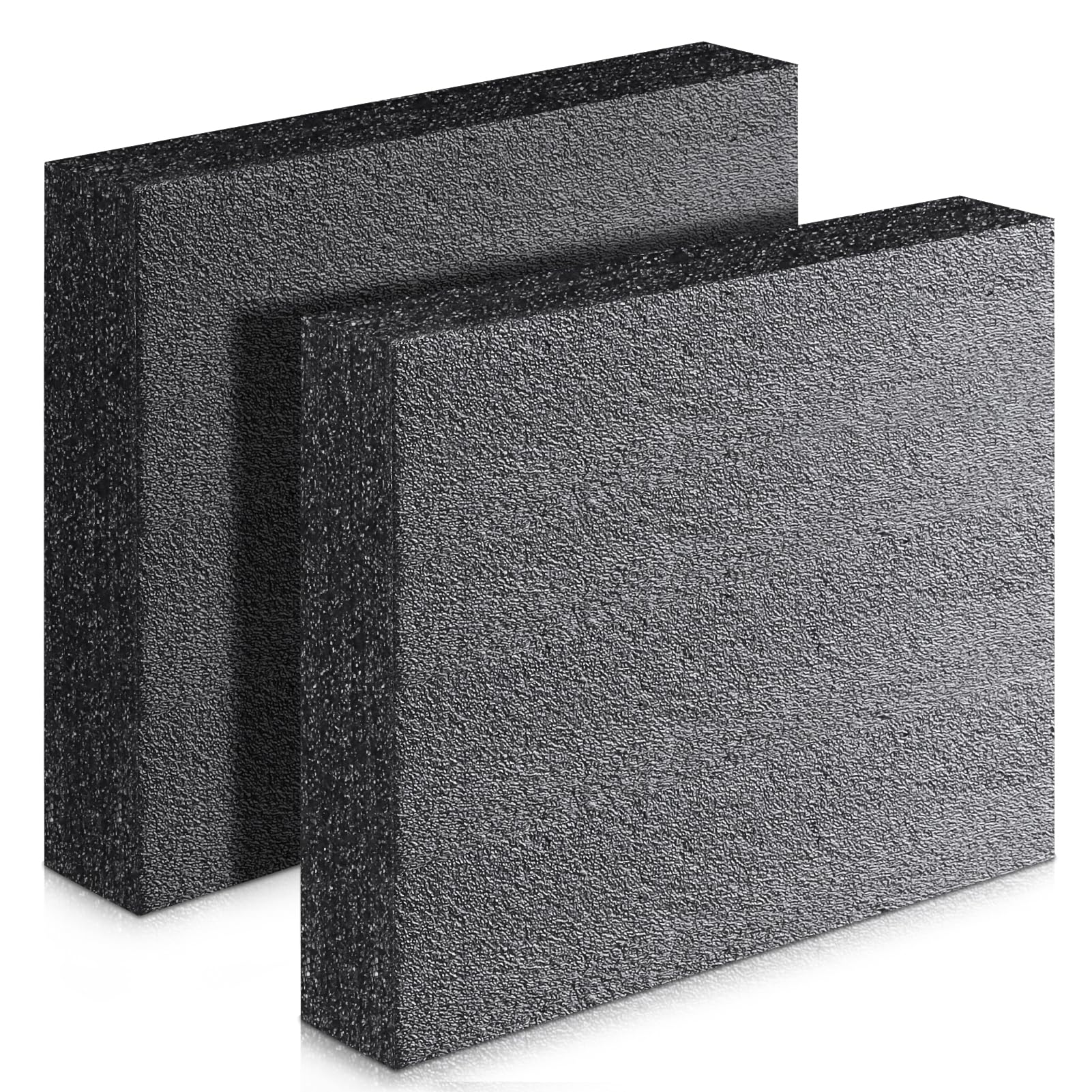 2 Pcs Polyurethane Foam Sheet 12 x 10 x 2.125 inch High Density Foam Board Insert Cuttable Packing Foam for Cases, Packing Foam Pads for Toolbox Camera Storage and Crafts (Black)