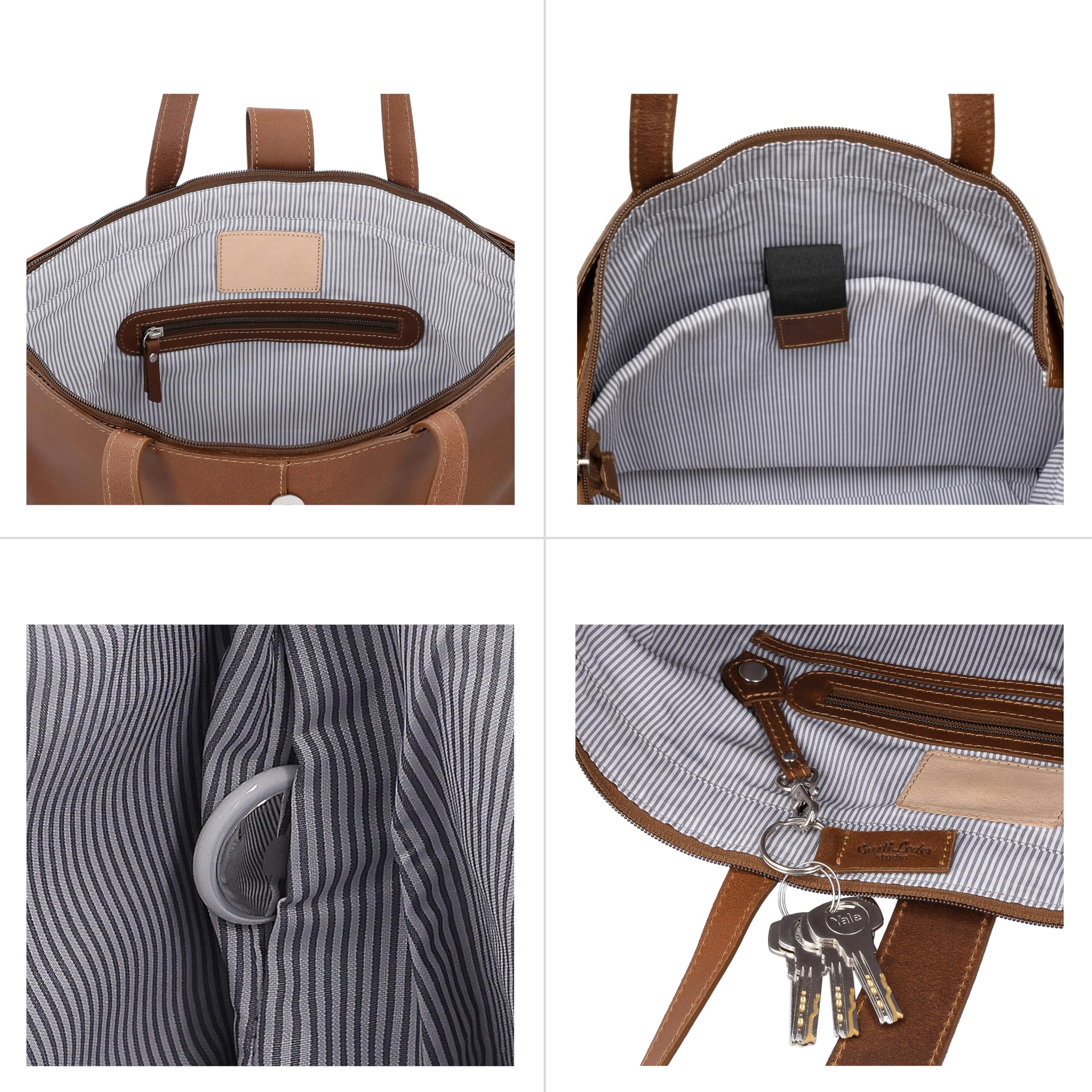 Gusti Shopper In Pelle Alexandra - Grande Borsa In Pelle Per L'Università E L'Ufficio - Shopper Da Donna Grande Con Ampio Spazio Per Laptop Fino A 15 Pollici
