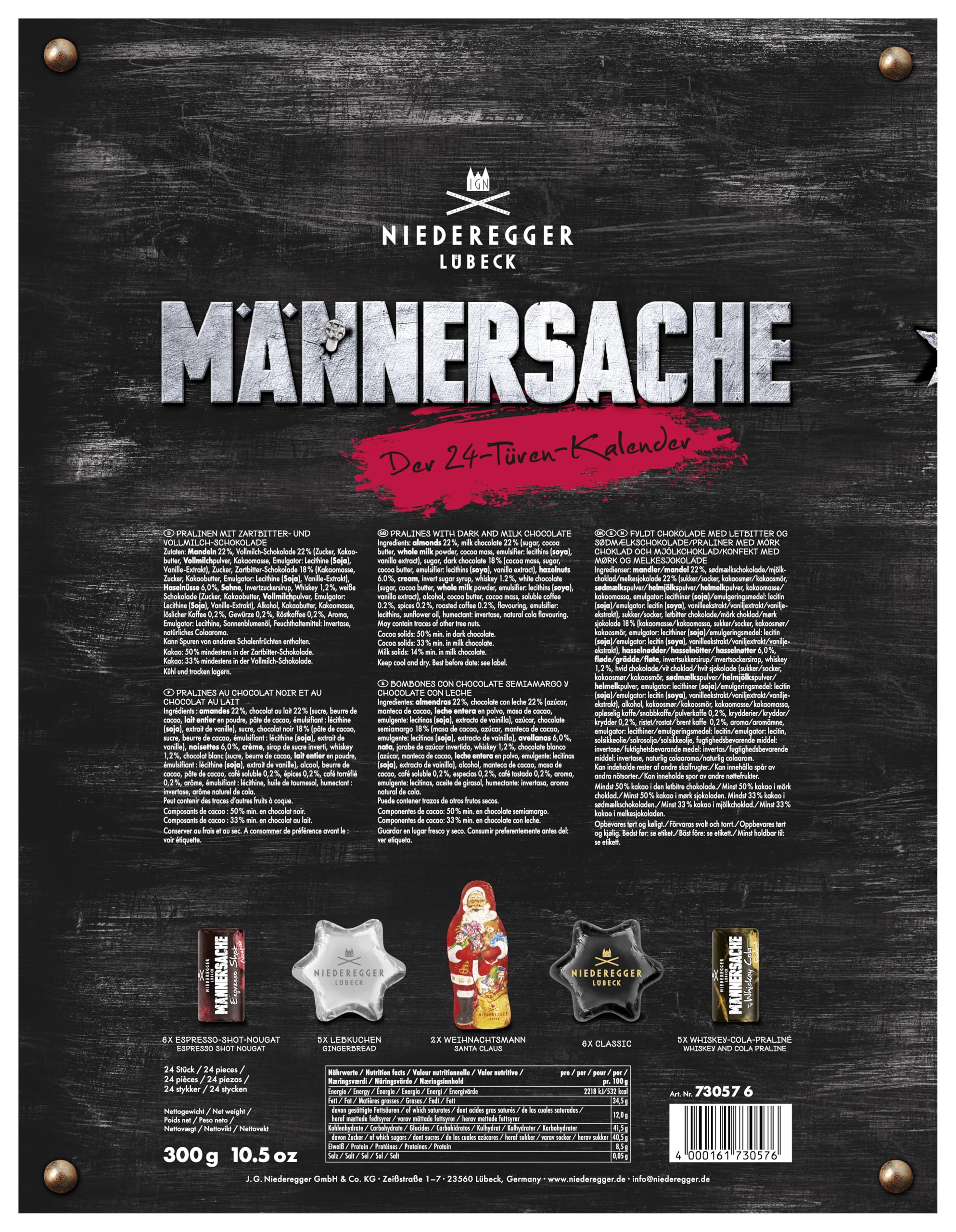 Niederegger Adventskalender Männersache, 1er Pack (1 x 300 g)
