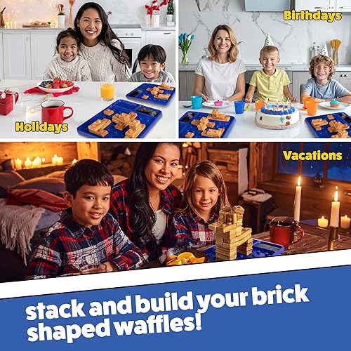 Miniatura 3 de Placa de comedor de construcción de ladrillo – Apila y construye tus gofres en forma de ladrillo en un divertido plato novedoso – como se ve en