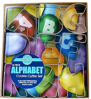 R&M International Alphabet 3" Cookie Cutters, 26-Piece Set in Gift Box