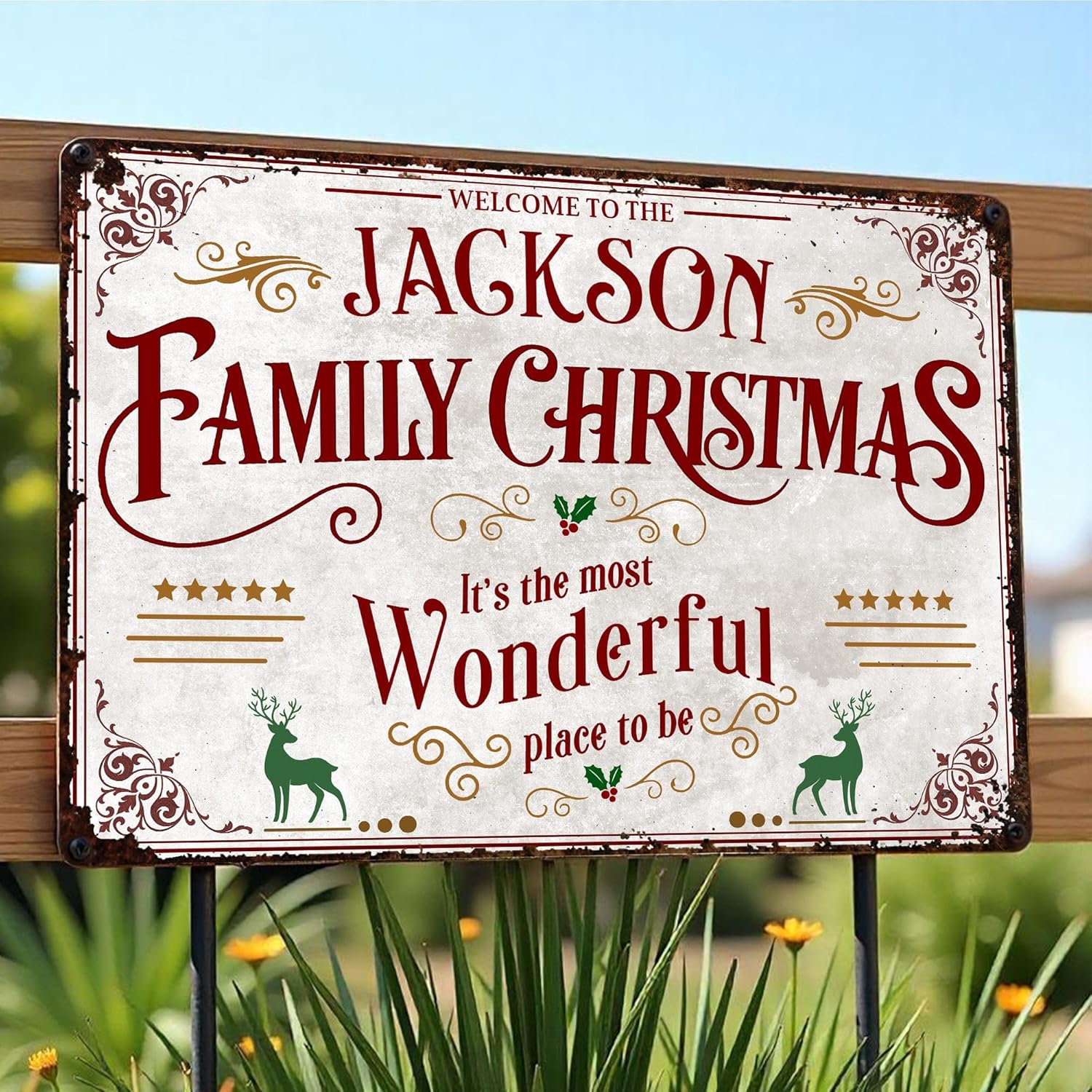 Welcome To The Family Christmas, Most Wonderful Place To Be, Metal Sign, Gift For Family, Tin Sign for Home Farmhouse Kitchen Cafe Bar Wall Decor, Wall Decor Christmas Holiday Decoration
