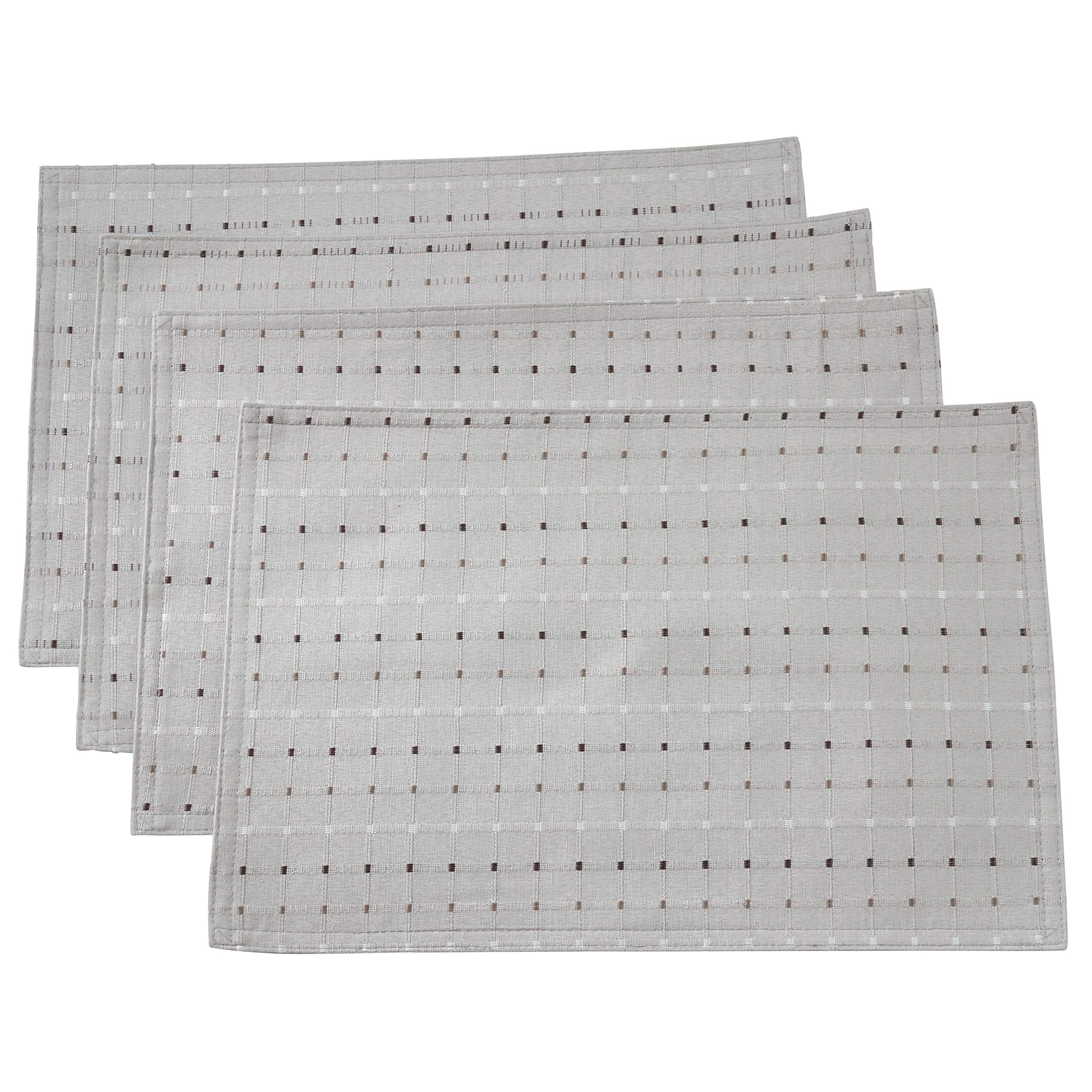 SARO LIFESTYLE 2136.GY1319B Cousu Collection Stitched Line Placemats (Set of 4) 13" x 19" Grey