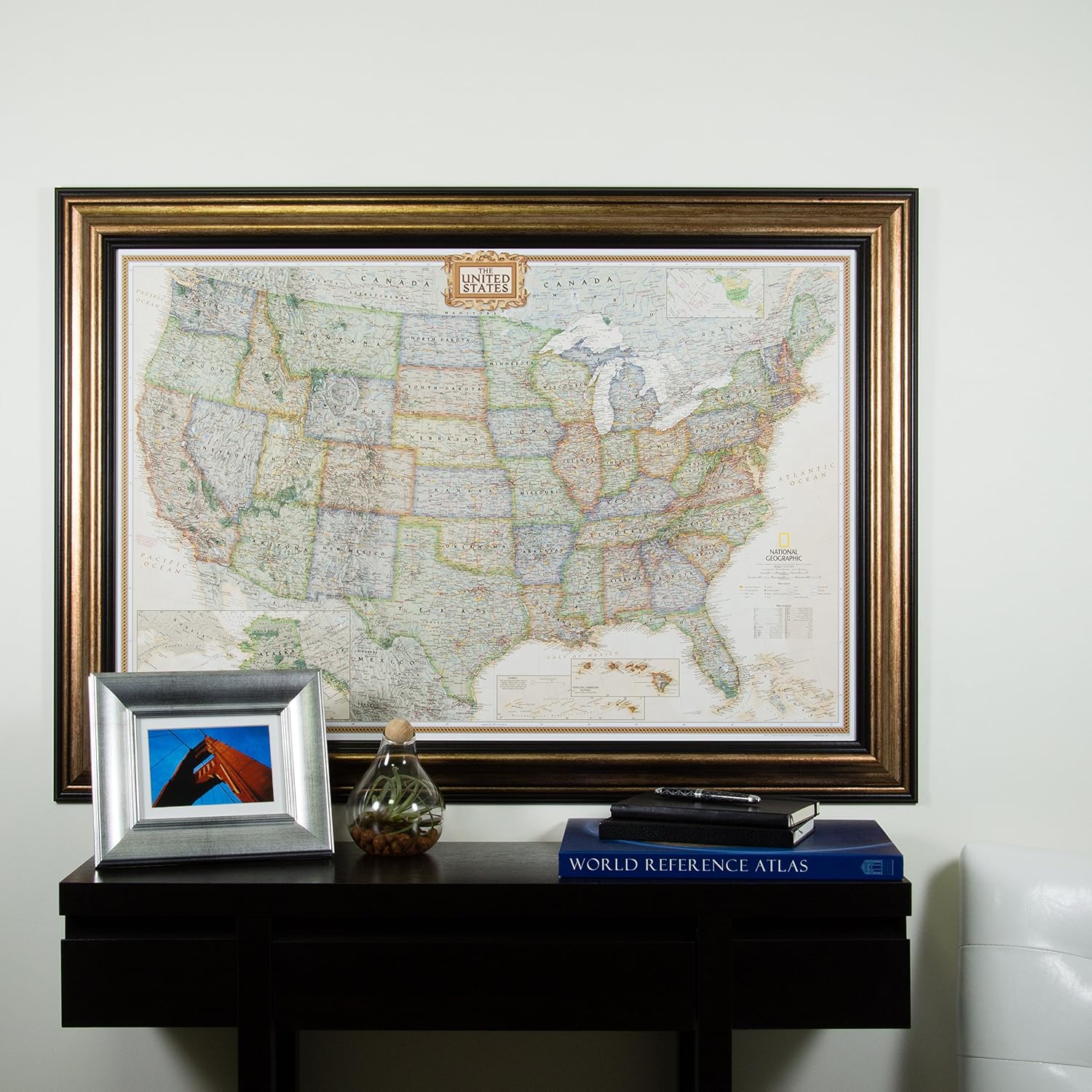 Craig Frames Wayfarer, Executive United States Push Pin Travel Map, Antique Copper and Black Frame with Pins, 24 by 36-Inch