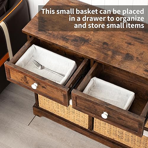 Miniatura 4 de Sopsele Cesta de almacenamiento pequeña con forro, cesta decorativa de mimbre para mesa de café, bandeja rectangular, organizador de encimera de