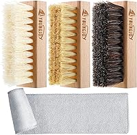 YoungJoy 3-Piece Dual-Sided Sneaker Cleaner Brush Set: Nylon, Boar & Horsehair Bristles + Microfiber Cloth for All Shoes