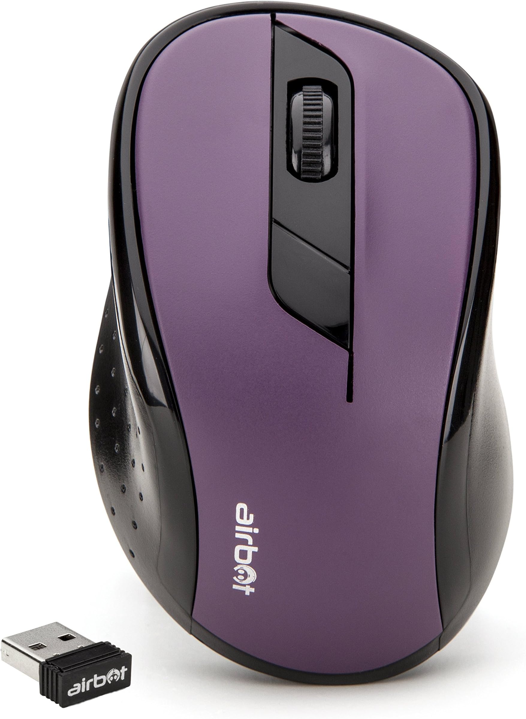 AirBot Wireless Cordless Mouse Mice with 2.4G Mini Nano USB Receiver for PC, Laptop, Microsoft Pro, Office & Home Computer Mouse Mice With Long Lasting Battery Life and Auto Sleeping Design (Purple)