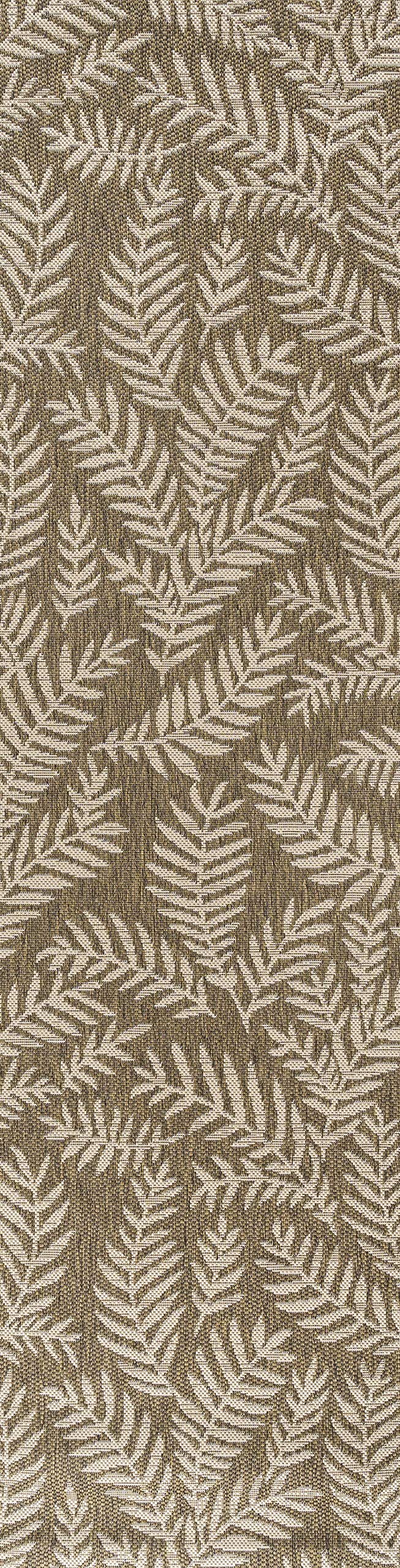 JONATHAN Y SMB119A-28 Nevis Palm Frond Indoor Outdoor Area-Rug Coastal Floral Easy-Cleaning Bedroom Kitchen Backyard Patio Non Shedding, 2 X 8, Brown/Beige