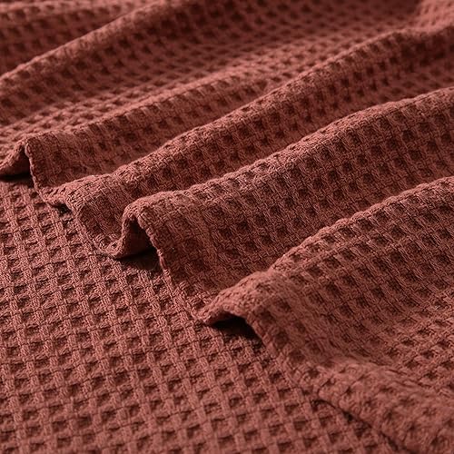 Miniatura 5 de Eddie Bauer Manta suave de punto gofre, decoración de dormitorio de peso medio, suaviza cada lavado, Queen, naranja