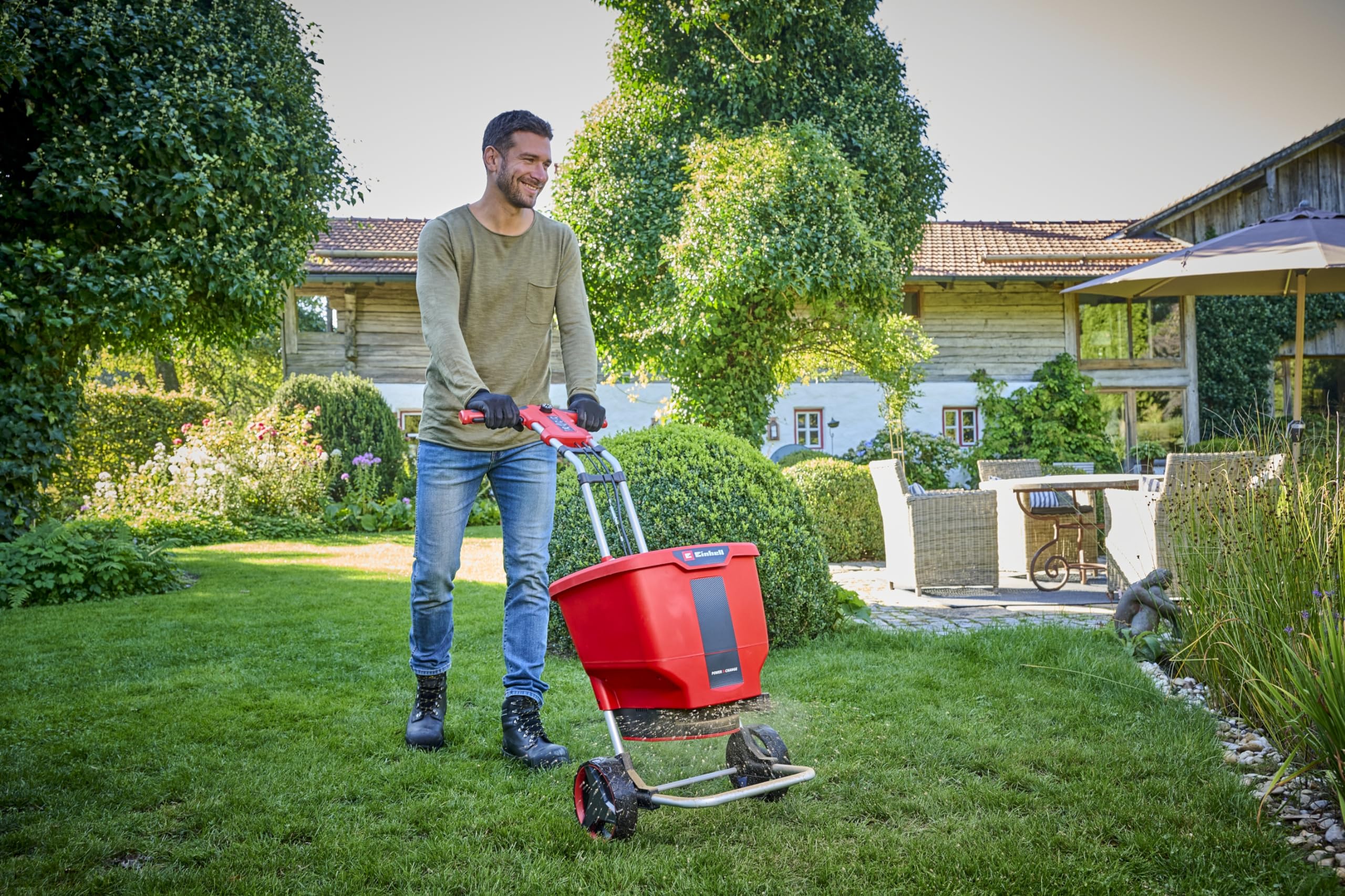 Einhell Akku-Streuwagen GE-SR 18/22 Li-Solo Power X-Change (18 V, 22 L, max. 6 m Streubreite, 6-stufige Streugeschwindigkeit, 6-stufige Streumengenregulierung, ohne Akku)