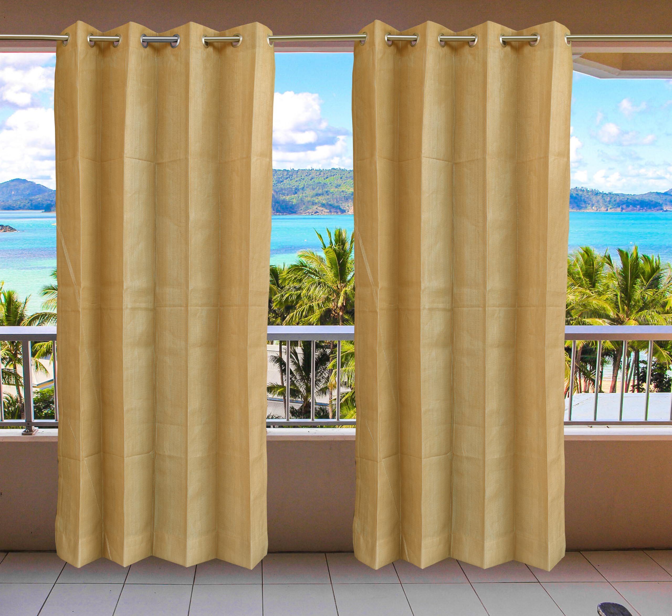 HDPE 180 GSM Fabric (Beige 4.5 X 9 Feet, Piece of 1) 90-95% Sun Blockage UV & Heat Protection Indoor & Outdoor Top SS Eyelet Curtains for Balcony,Door & Window Curtains-image-16