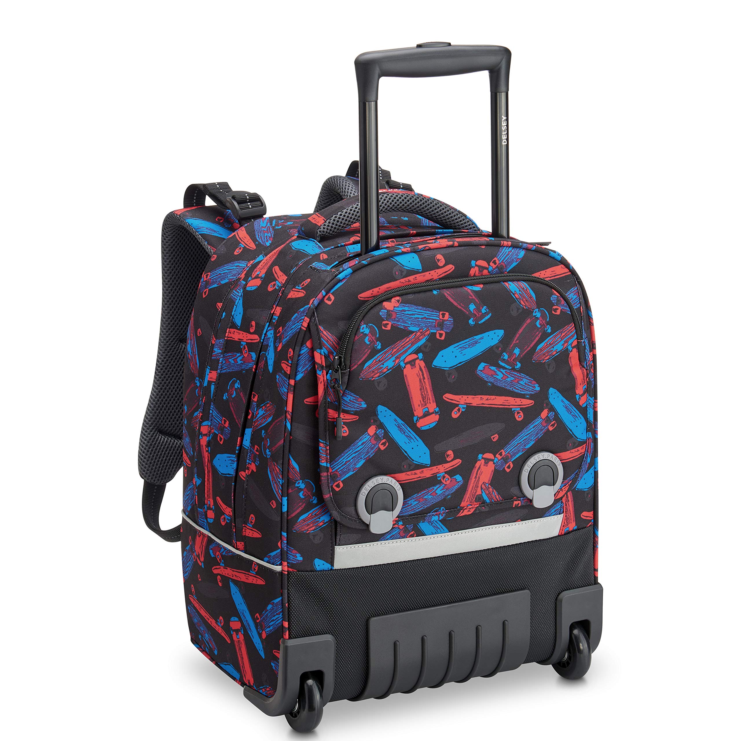 DelseyParis - Back to School 2020 - Trolley Wheeels Backpack - Ergonomic Vertical System - 15.6 Inches - Black, Black, School