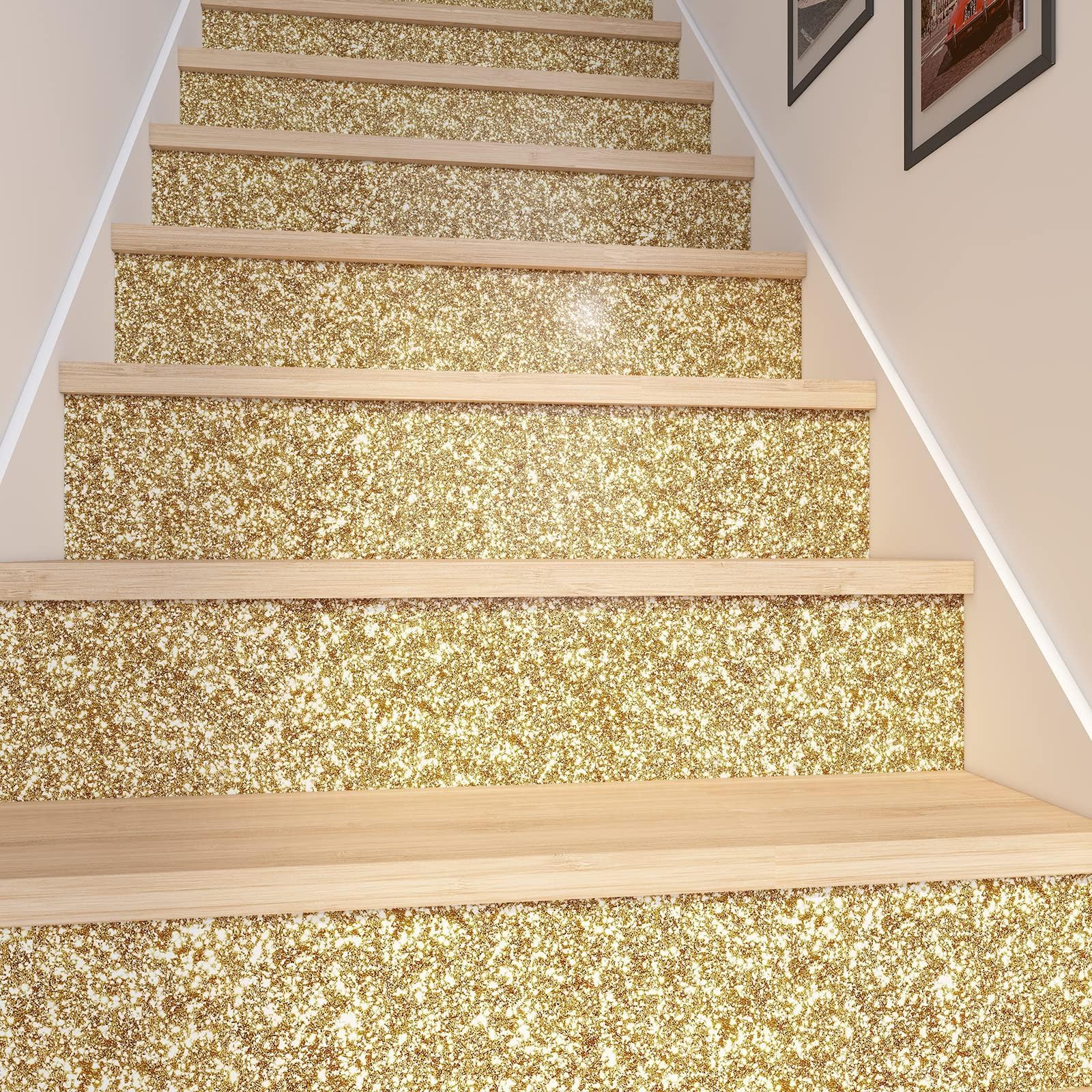 Decotalk Carta da Parati Camera da Letto Glitterata Champagne 40X900cm Pellicola Adesiva Per Mobili Glitterata Rivestimento Adesivo Carta da Parati Camera Letto Soggiorno Armadio Progetto Artigianale