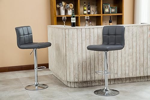 Miniatura 6 de Taburete de bar hidráulico Roundhill ajustable de piel de giro, 2 unidades, Cuero sintético Acero inoxidable, Negro Negro,Marrón,Gris,Rojo