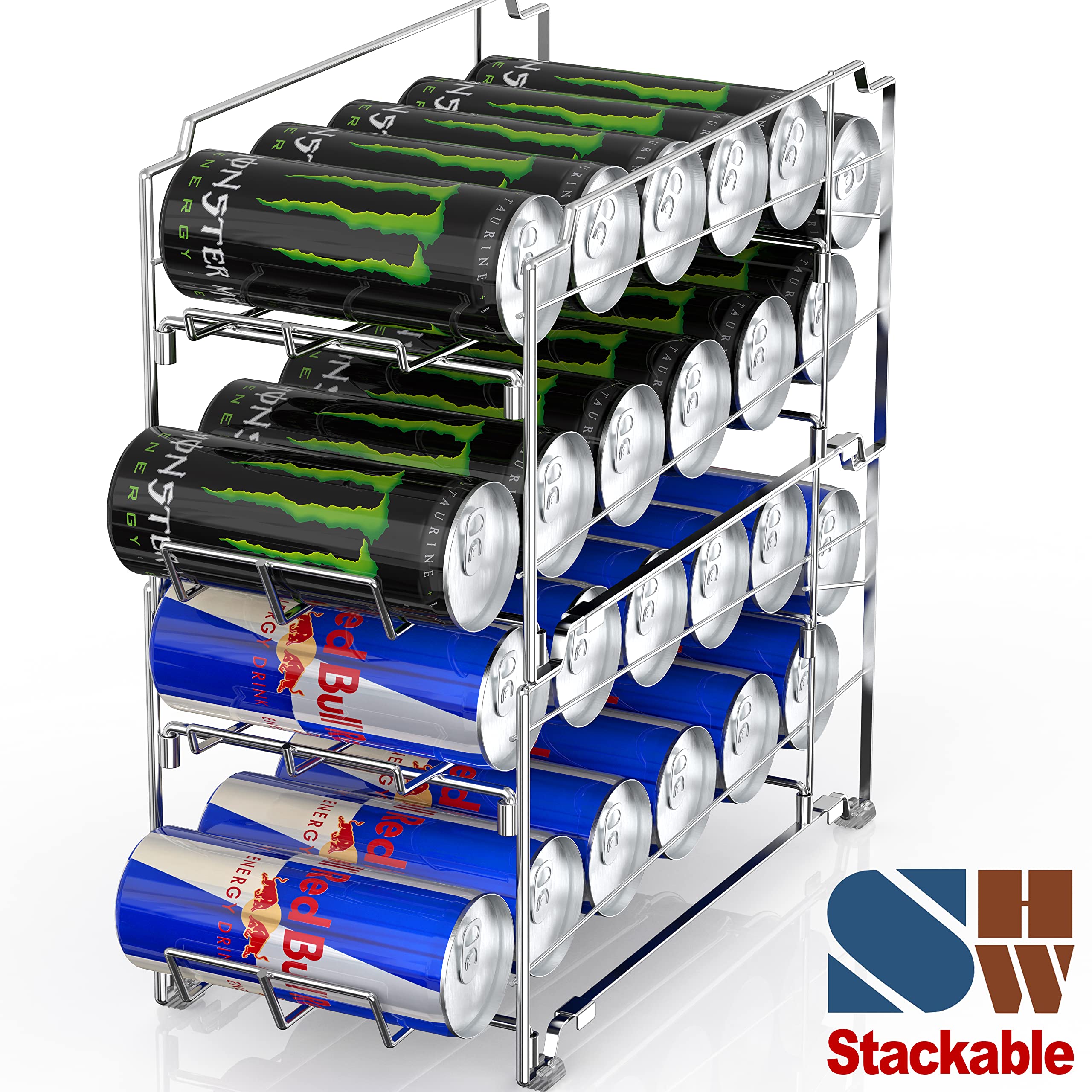 Dispensador de latas delgadas altas de carga frontal, 2 unidades, cromado 4