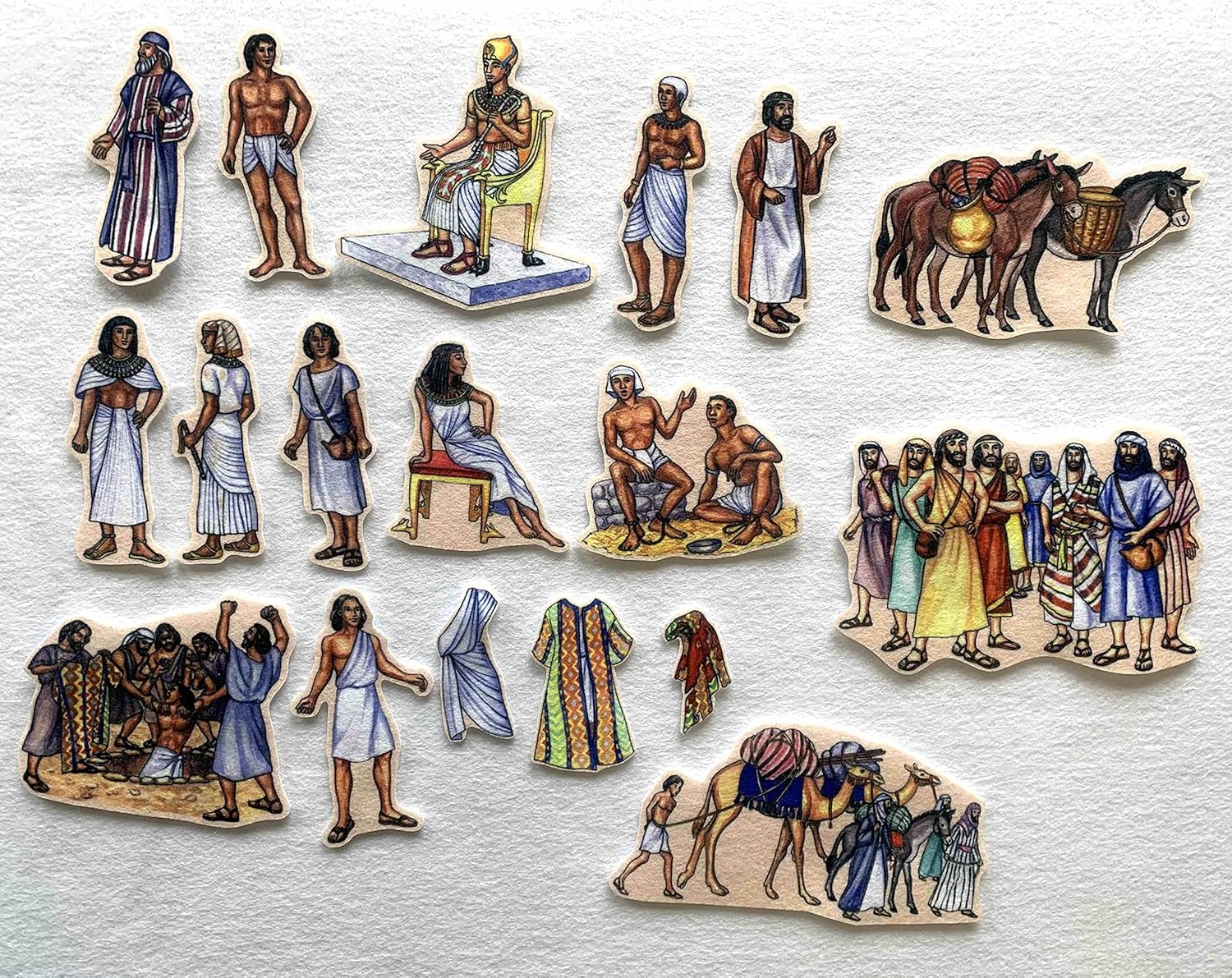 The Story of Joseph in Egypt Toggle Size Felt Figures for Flannel Board Bible Stories-precut