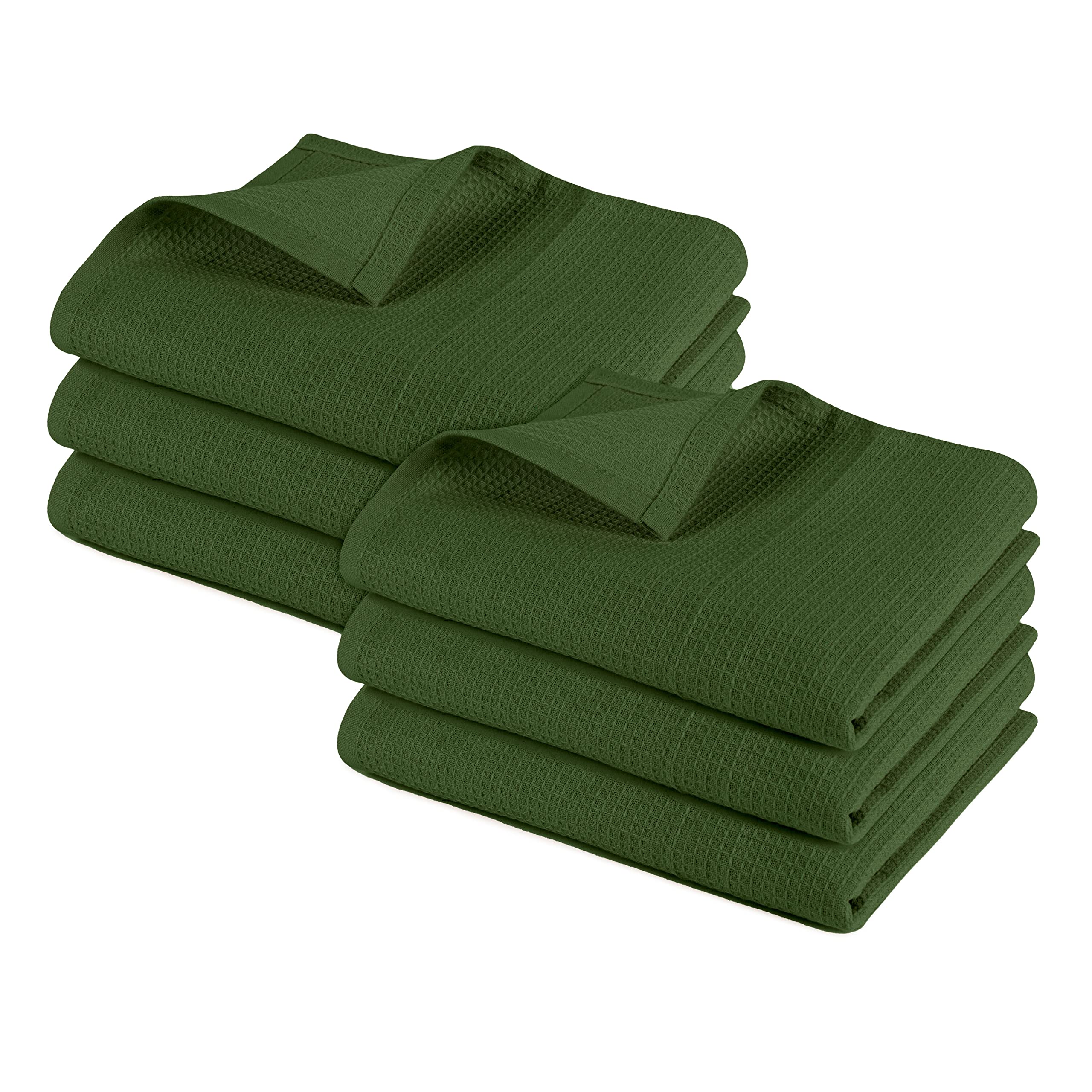 Pagnanno.–Hotel Quality Kitchen Tea Towels & Waffle Weave tea towel|Professional Cotton 45x70cm|Absorbent Fast Drying Dish Towels,Kitchen and Bar Towels (Pack of 6 (45x70cm), Waffle - Olive Green)