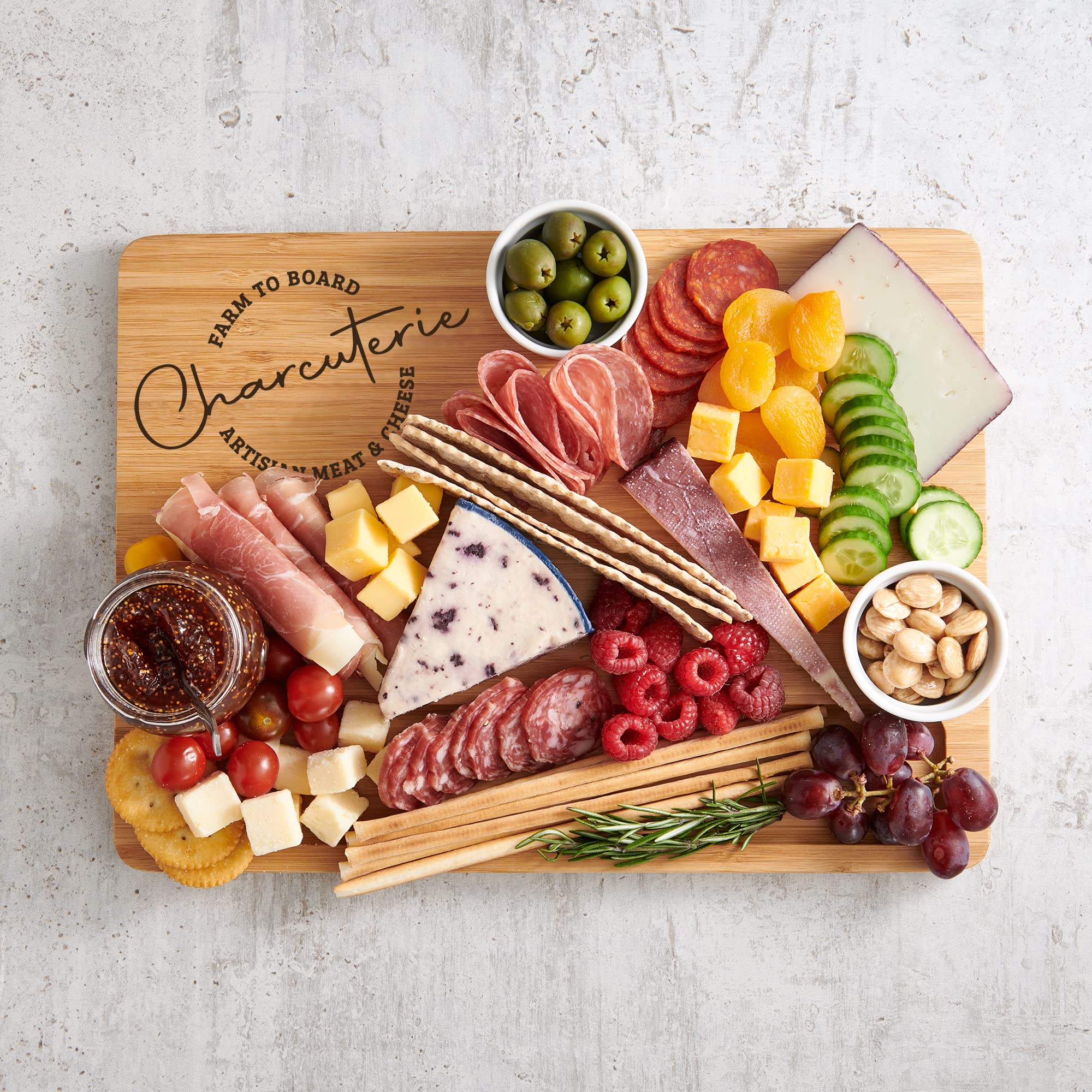 Maison du Fromage Planche à Fromage Charcuterie Bambou Caramélisé, Rectangulaire, 28 x 38 x 1,5 cm