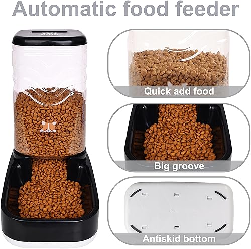 Miniatura 3 de Elevon Comedero automático para gatos, dispensador de alimentos y agua por gravedad para perros pequeños y medianos, dispensador de comedero para