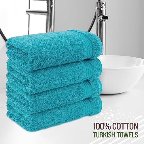 Vista 258 de American Veteran Towel, Juego de 4 toallas de mano para baño, juego de toallas de mano turcas 100% algodón, toallas de mano suaves, toallas de mano