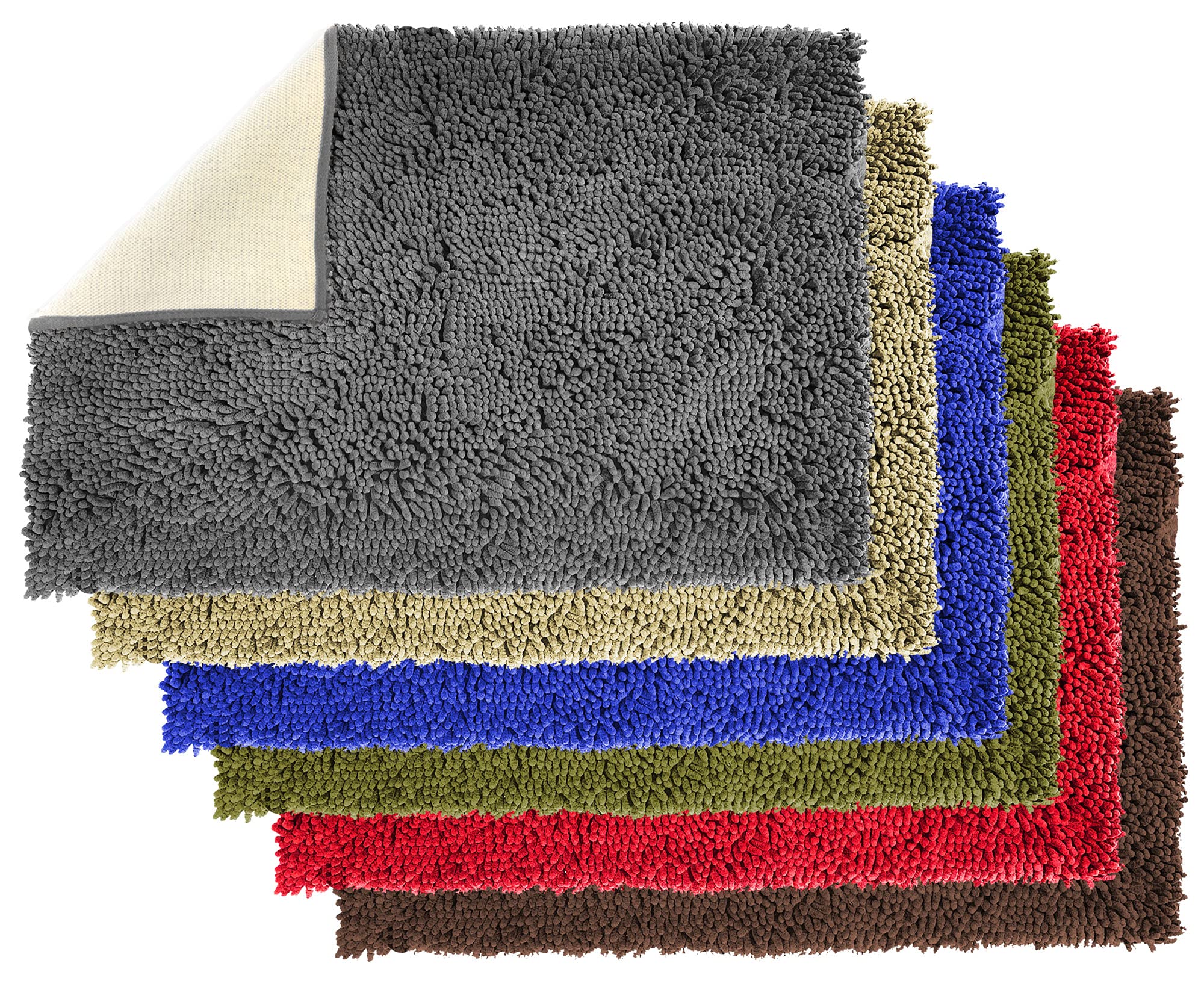 Enthusiast Gear Dog Mud Door Mat | Ultra Absorbent Microfiber Chenille Non-Slip Doormat, Dog Bowl Floor Mat, Crate Rug – No More Dirty Dogs with Muddy Paws – Washable - Grey