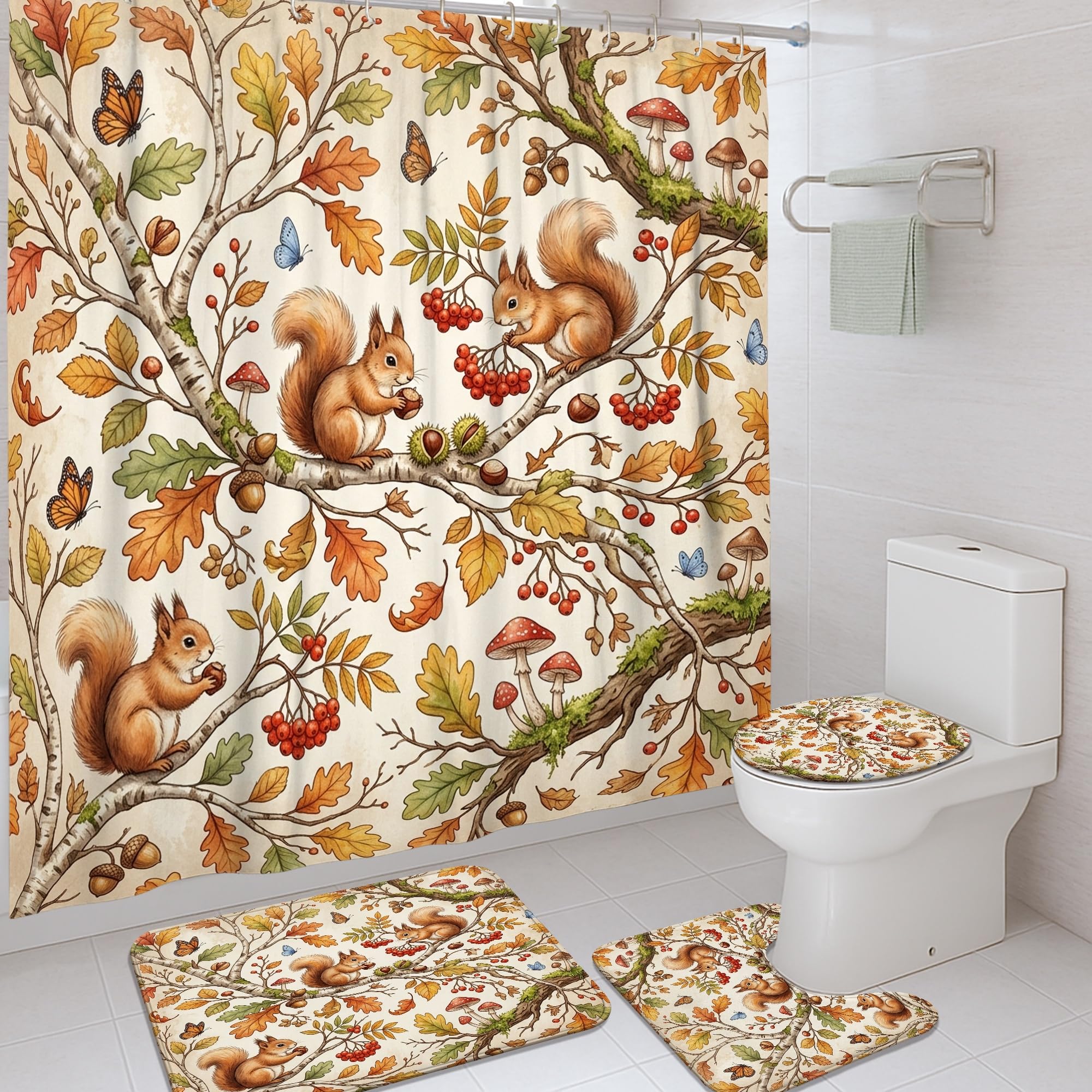 Rideau de douche anti-éclaboussures 183x183 cm marron avec crochets pour maison et hôtel