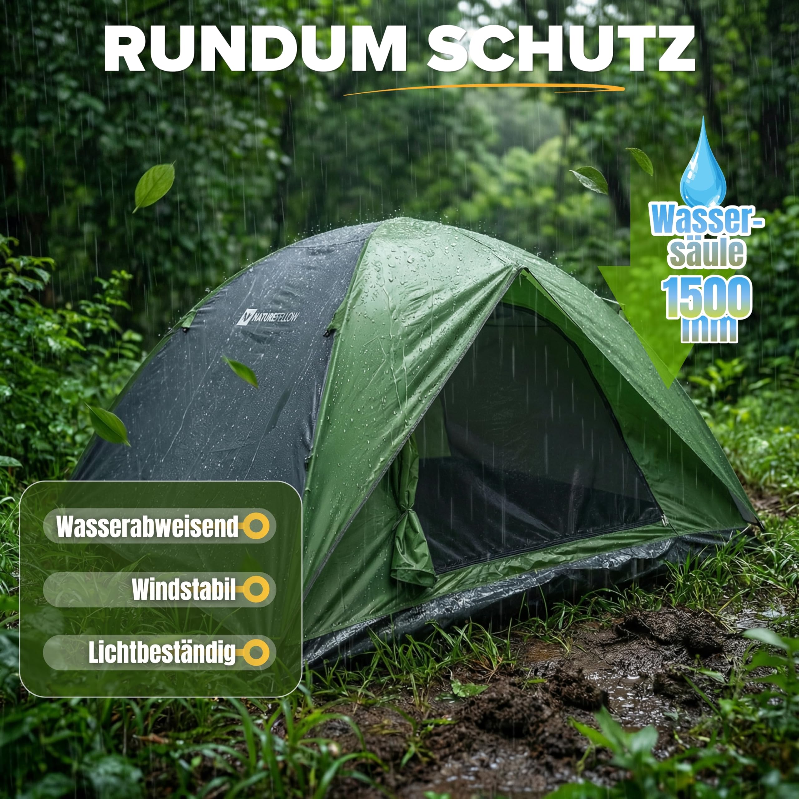 iglu zelt 3 personen wasserdicht Schauer | Ultraleicht Zelt Campingzelt mit 1500 mm Wassersäule, Doppelwand-Konstruktion & Moskitonetz Modell:VIA 2 Cargo - 3X3 Supertech S M10 Solid Activity_Cycling