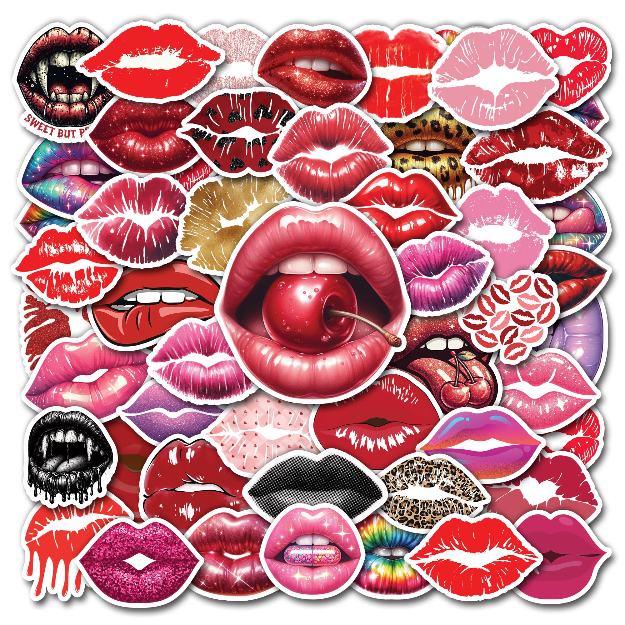 Confezione da 50 adesivi impermeabili in vinile per compleanno, San Valentino, decorazioni a tema laptop, diario, telefono, bottiglia d'acqua, bomboniere, regali per bambini, ragazze e donne