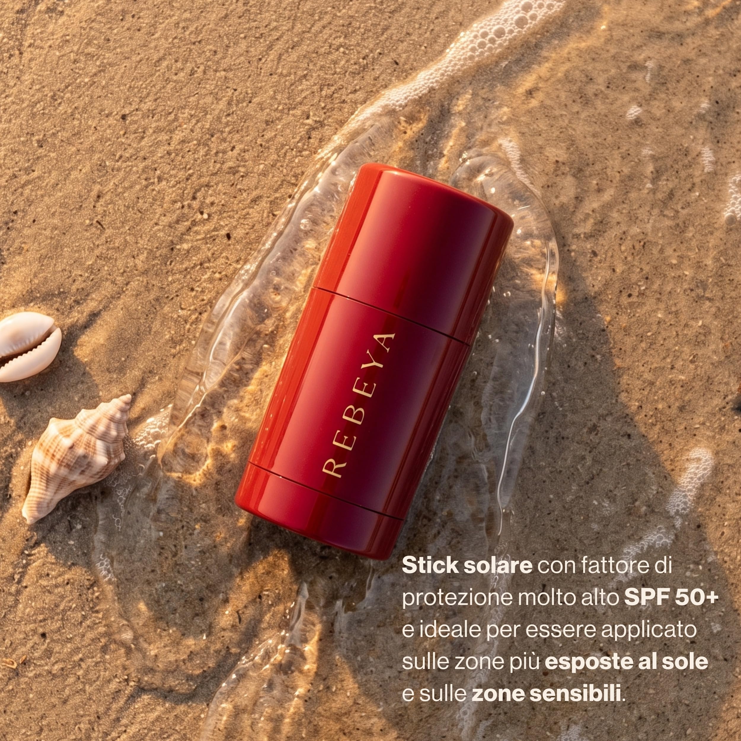 REBEYA SOL LIBRE - Stick solare 50 protezione solare SPF 50+ waterproof invisibile - stick protezione solare per zone sensibili con olio Buriti e Maracuja, formato mini pratico