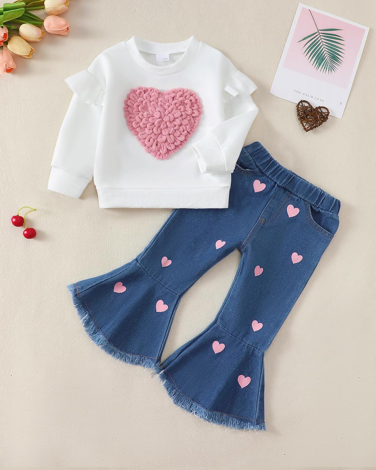 Renotemy Toddler Baby Girls Clothes Infant Girl Outfits Ruffle Sleeve Tops Pants Clothing Sets for Girls