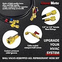 2026 Upgraded 1/4" A2L Refrigerant Hoses 72" Kit: Ball Valves, Left-Hand Adapters, Leak-Proof Grooves for R-1234yf/R-134a HVAC (3 Pack)