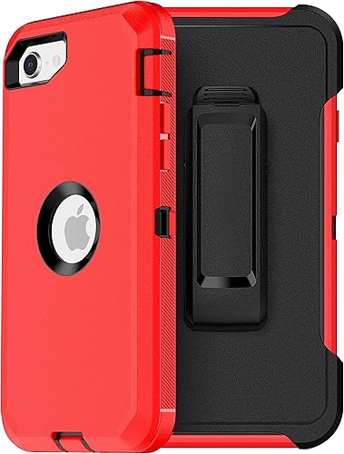 Miniatura 12 de MXX Funda Protectora de Servicio Pesado para iPhone SE 2020/22 con Protector de Pantalla, 3 Capas, Goma Resistente, Clip Giratorio de Cinturón de
