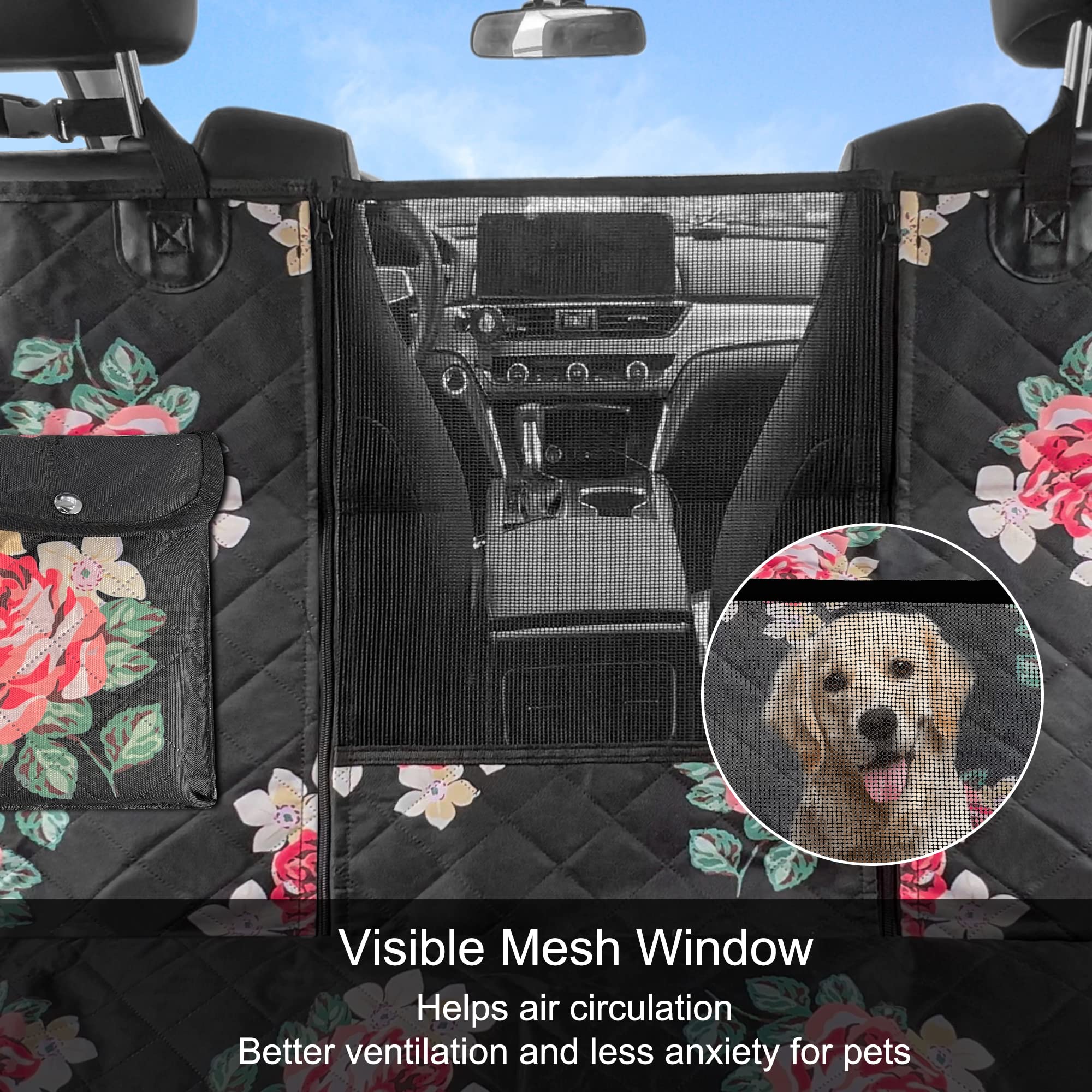 Femuar Housse de siège de Voiture pour Chien, imperméable et antidérapante pour siège arrière avec Poches de Rangement, fenêtre visuelle en Maille, très résistante aux Rayures, pour Voitures, camions