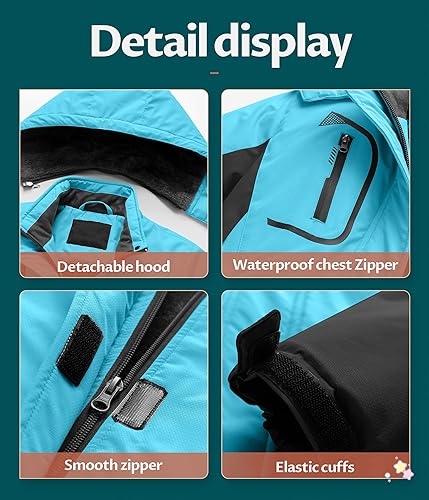 Miniatura 5 de CREATMO US Chaqueta de esquí impermeable para niña, abrigo de nieve de invierno cálido a prueba de viento, chaqueta de lluvia para snowboard