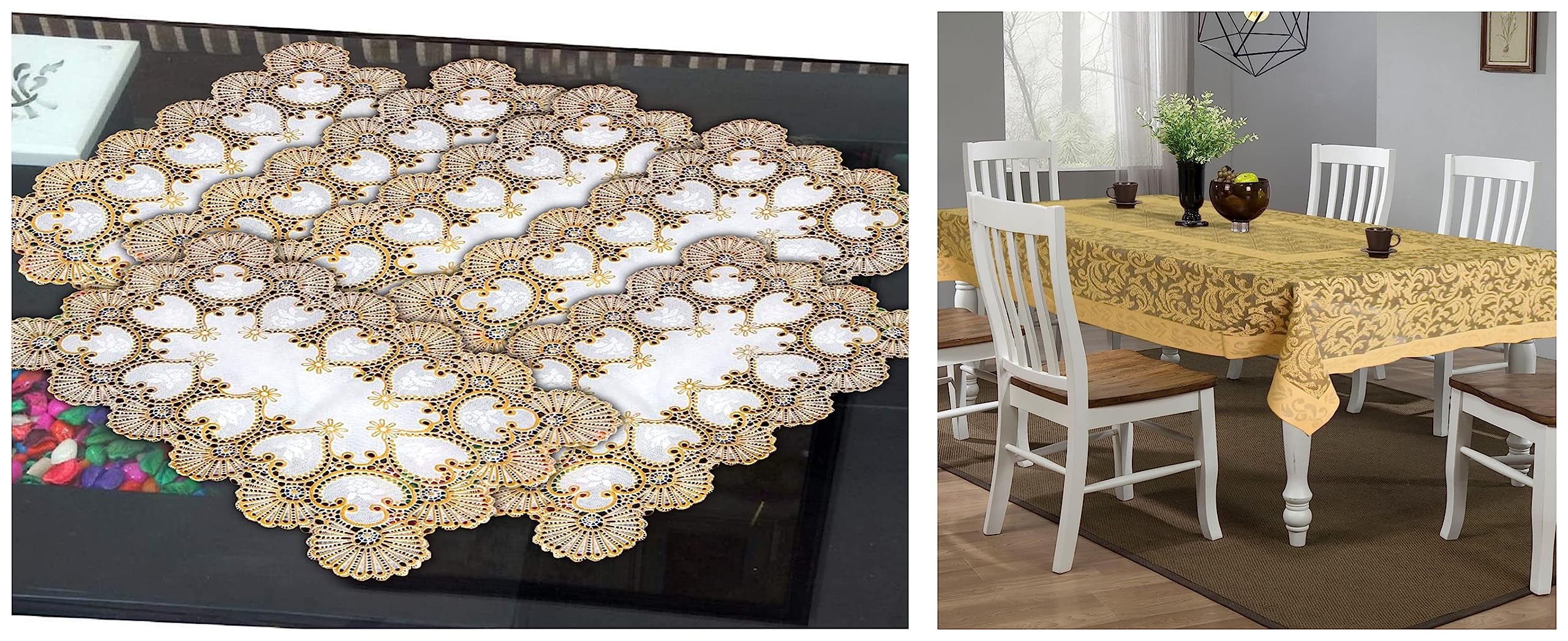 Kuber Industries Cotton 6 Seater Dining Table Cover (Brown) Floral Design Virgin Viny Soft Microfibre Dining Table Placemat Set, Pack of 6, Gold, Polyester (B0C99RPPL1) Amazon Price History, Amazon Price Tracker