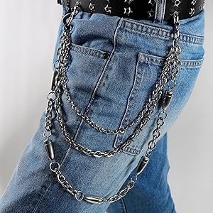 Amazon.com: JAZTAKU Punk Spike Pant Chain for Men Waist