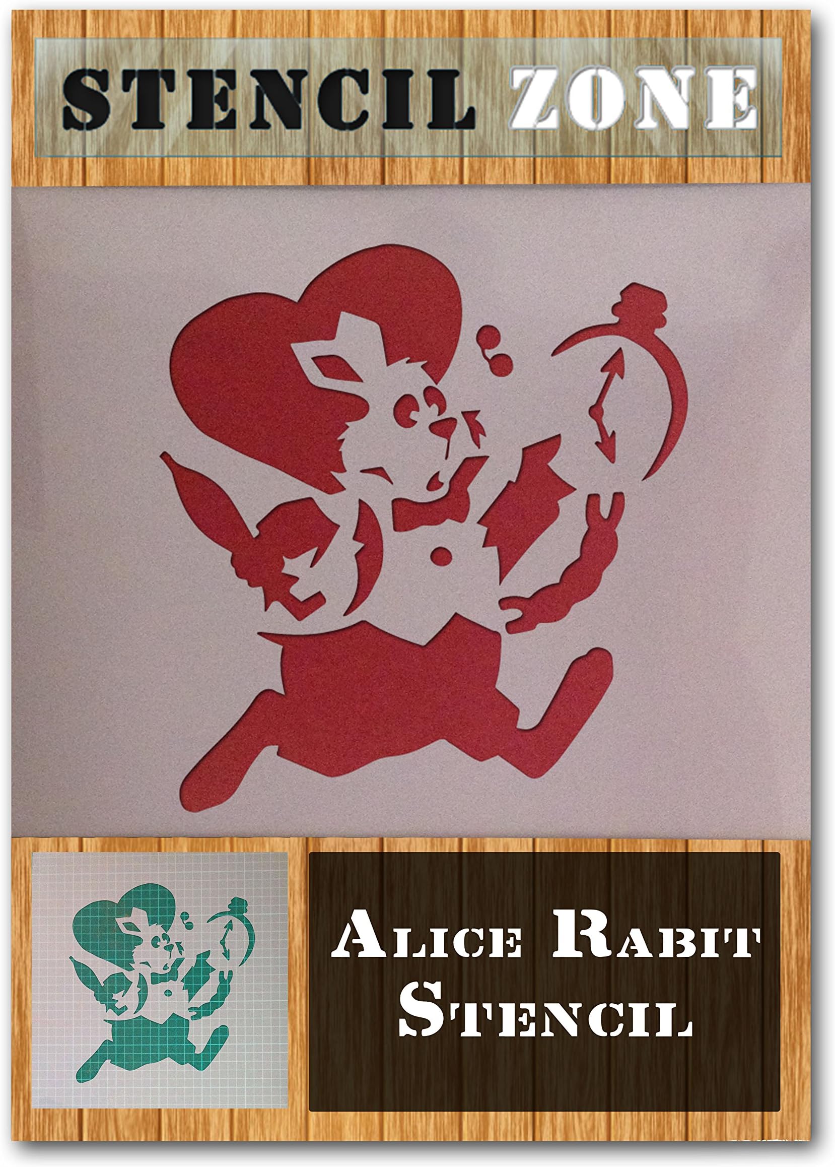 Alice and Wonderland Rabbit Mylar Airbrush Painting Wall Art Crafts Stencil (A4 Size Stencil - Small)